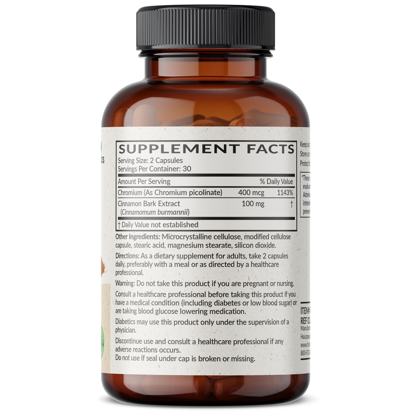 Futurebiotics Cinnamon Plus Chromium Picolinate Supplement Capsules, 60 Count