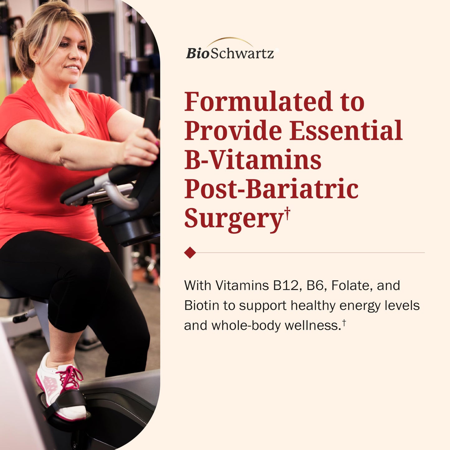BioSchwartz Bariatric B12 Plus Dissolvable Tablets - 1000mcg Vitamin B12, Vitamin B6, Folate, Biotin, Cherry Strawberry Flavor, 90 Tablets