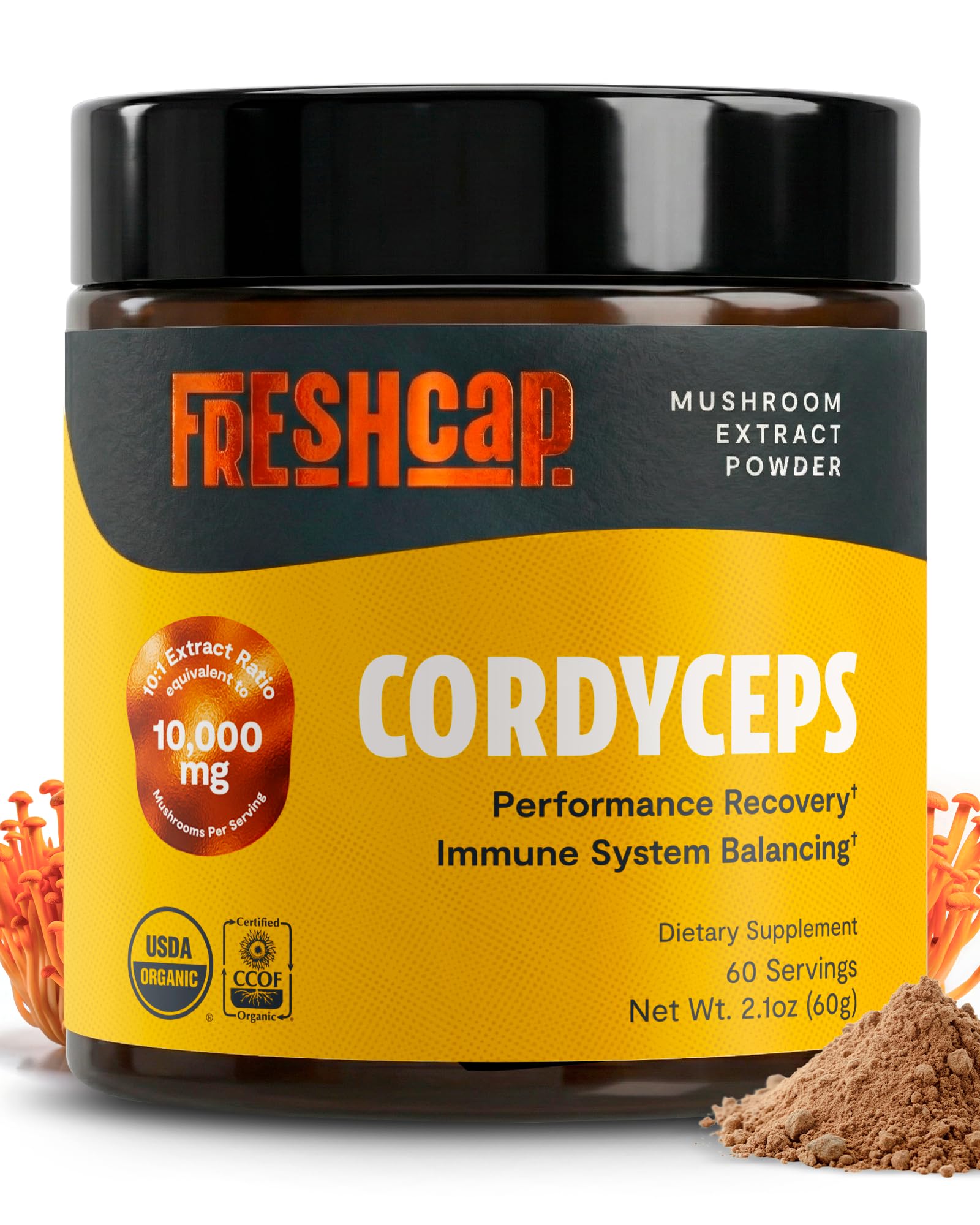 FreshCap Mushrooms Premium Organic Cordyceps Powder 60 Servings