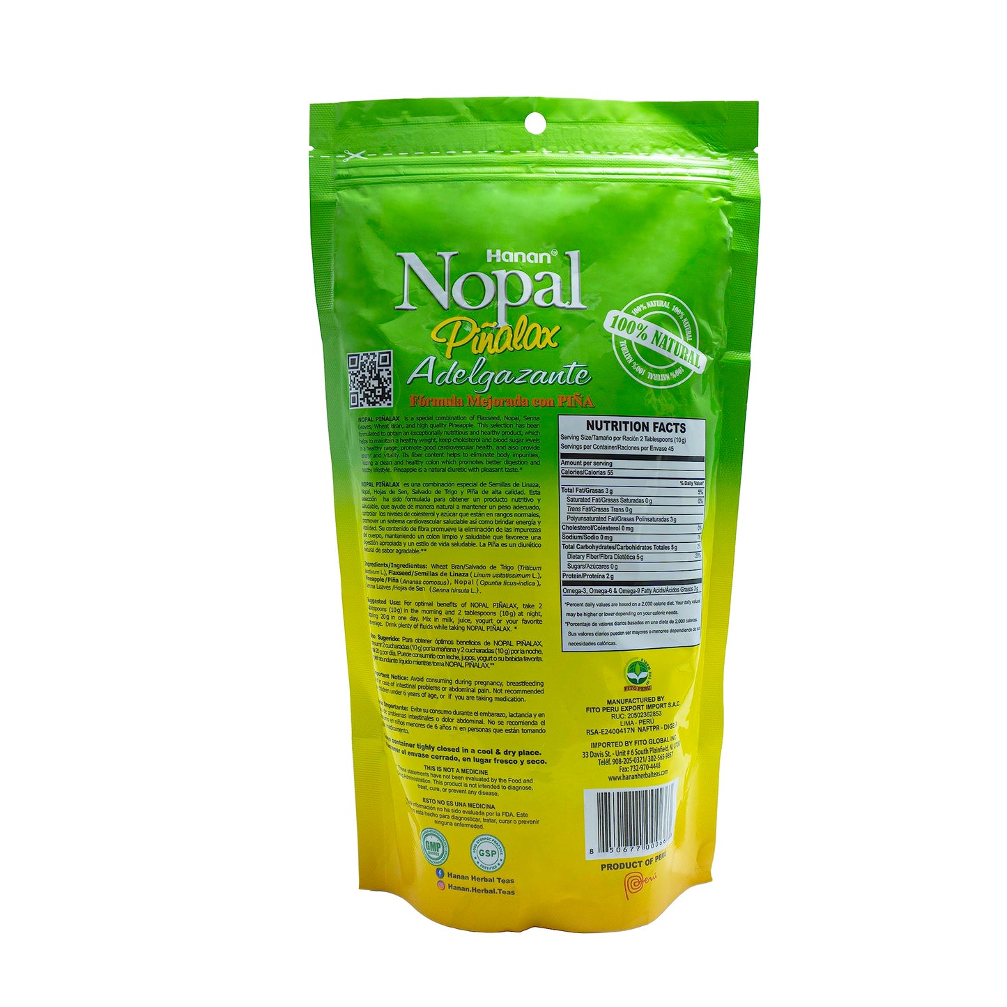 PIÑALAX Nopal High Fiber Blend Powder 96