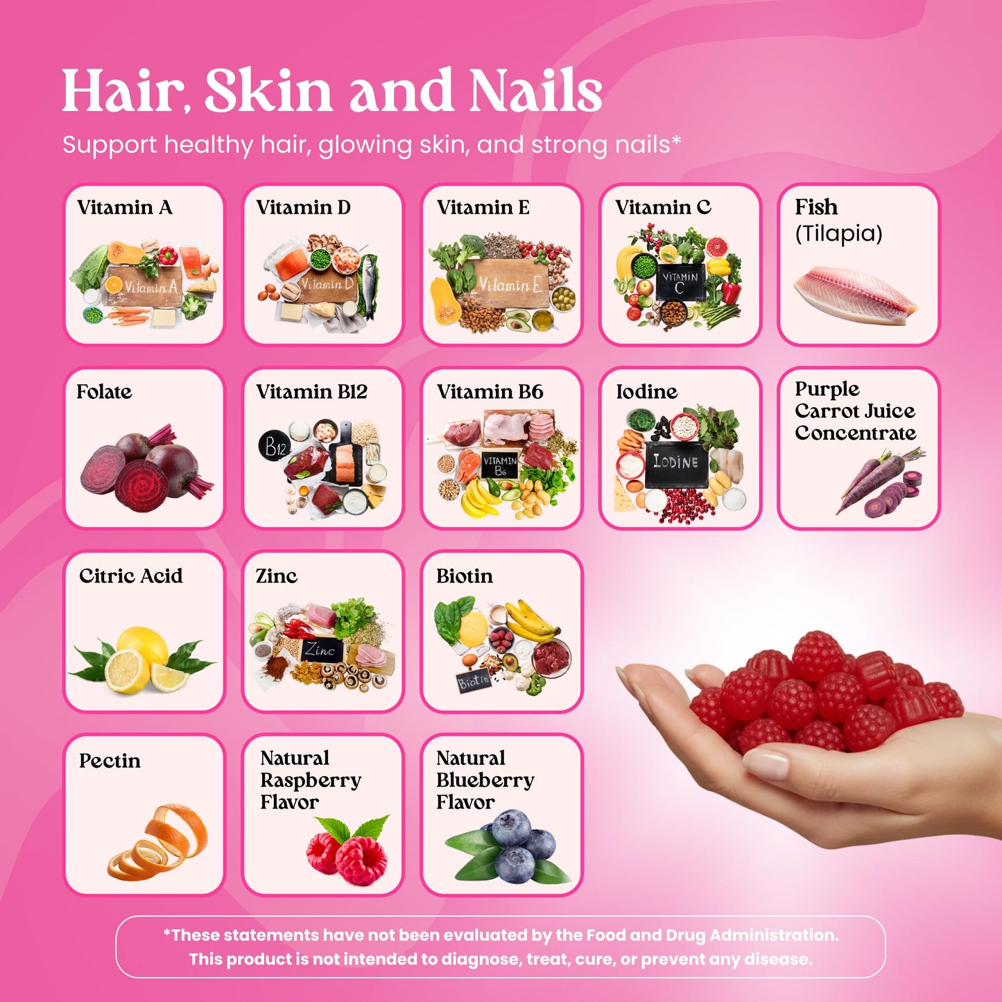 VITA GLOBE Hair, Skin & Nails + Collagen Gummies – 20mg with Vitamins A, C, D, E, B6 & Biotin, Beauty & Wellness Supplement for Healthy Hair Growth, Radiant Skin & Strong Nails, 60 Count