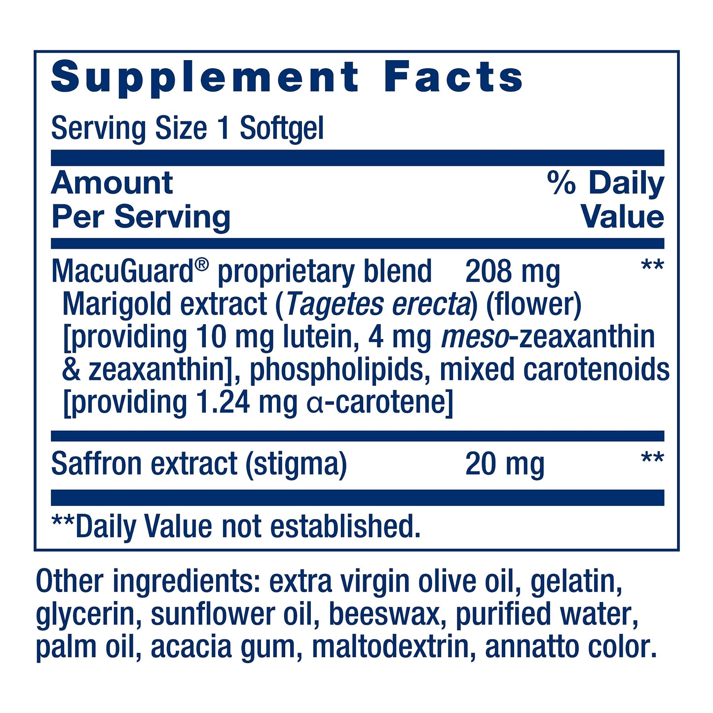 Life Extension MacuGuard Ocular Support with Saffron Softgels 60