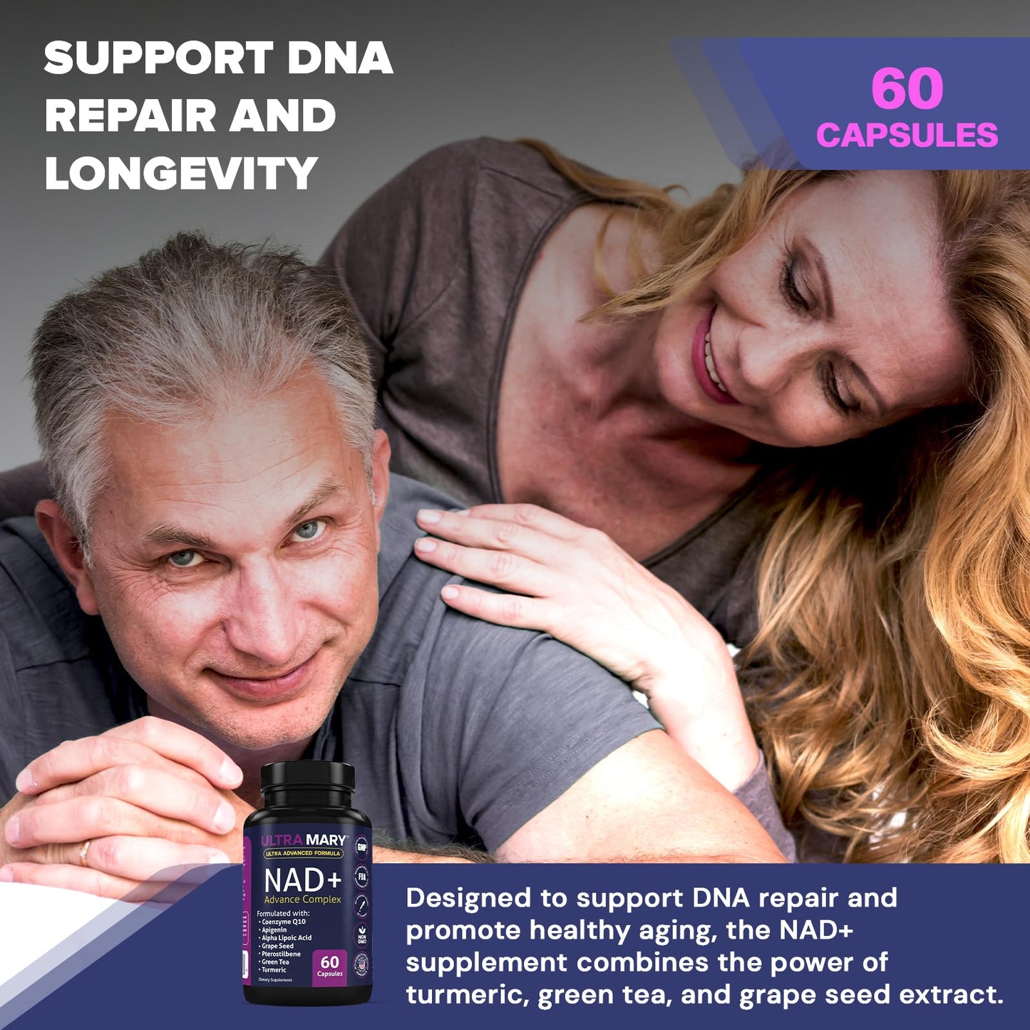 Ultra Mary NAD+ Resveratrol Supplement 60 Capsules