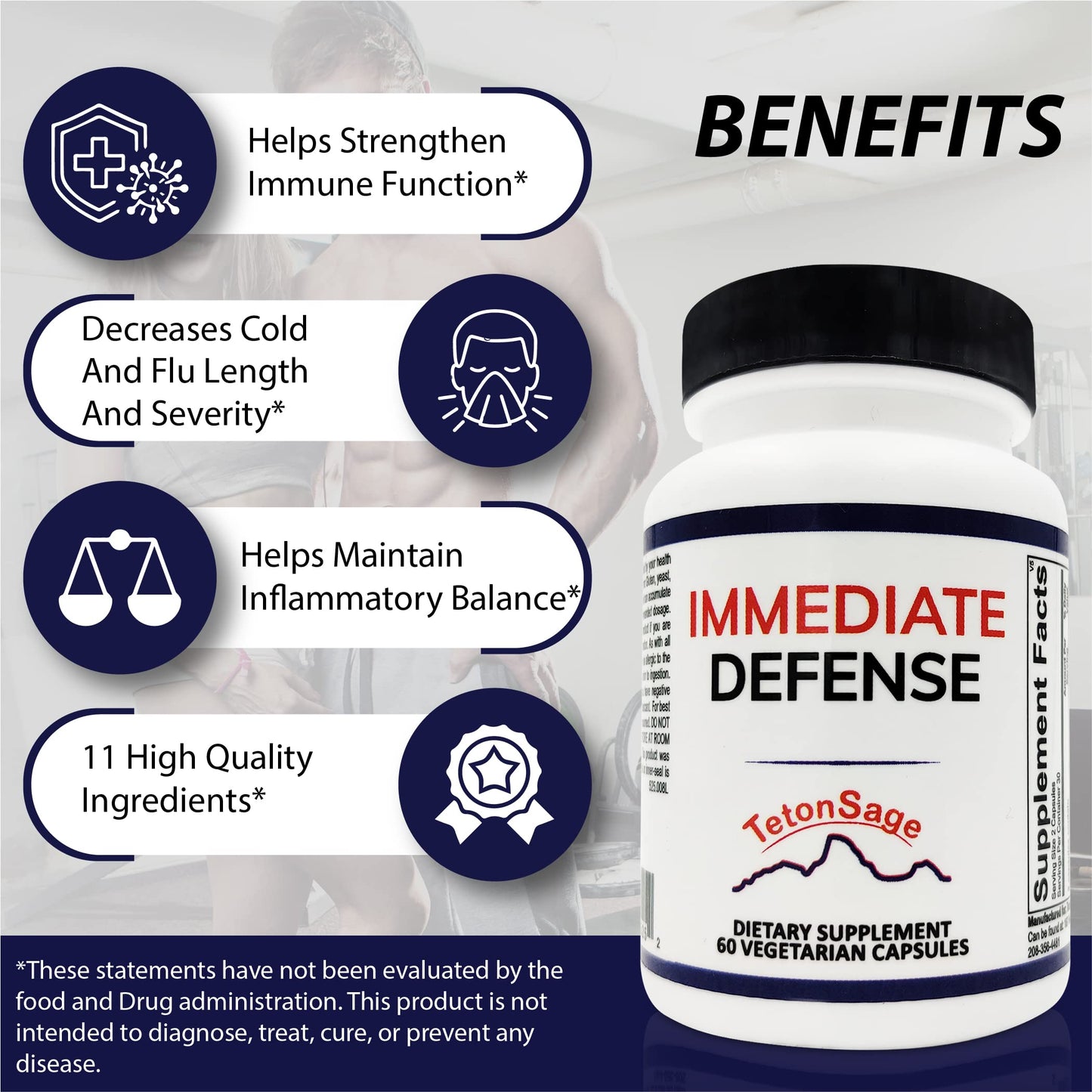 TetonSage Immediate Defense Immune Support Capsules 60