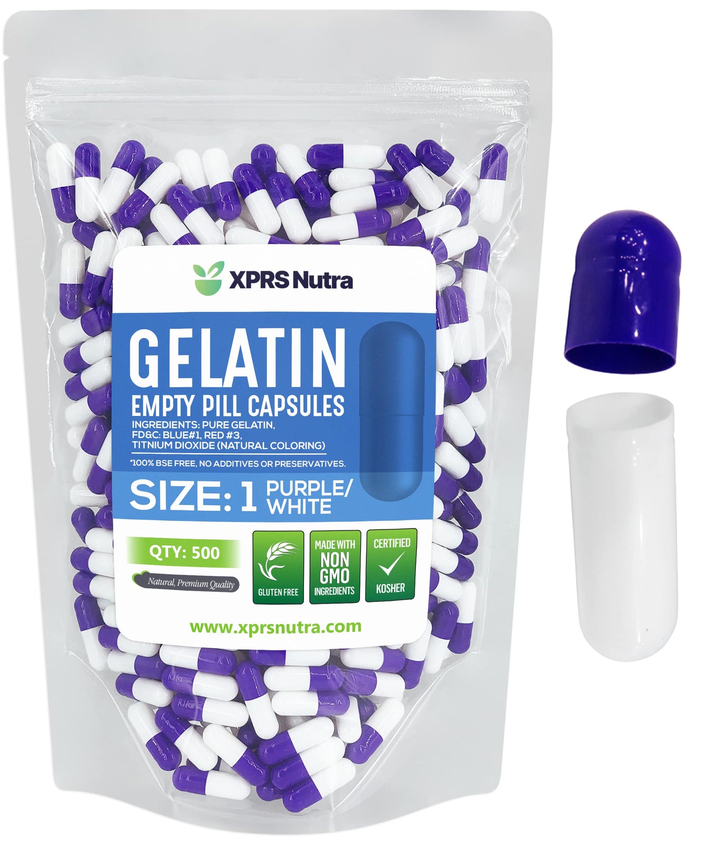 XPRS Nutra Empty Gelatin Capsules, 500 Count