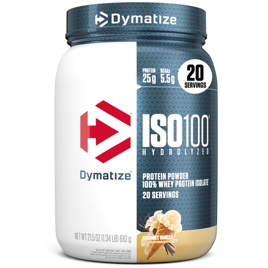 Dymatize ISO100 Whey Protein Isolate Powder Gourmet Vanilla, 25g Protein, 5.5g BCAAs, 20 Servings