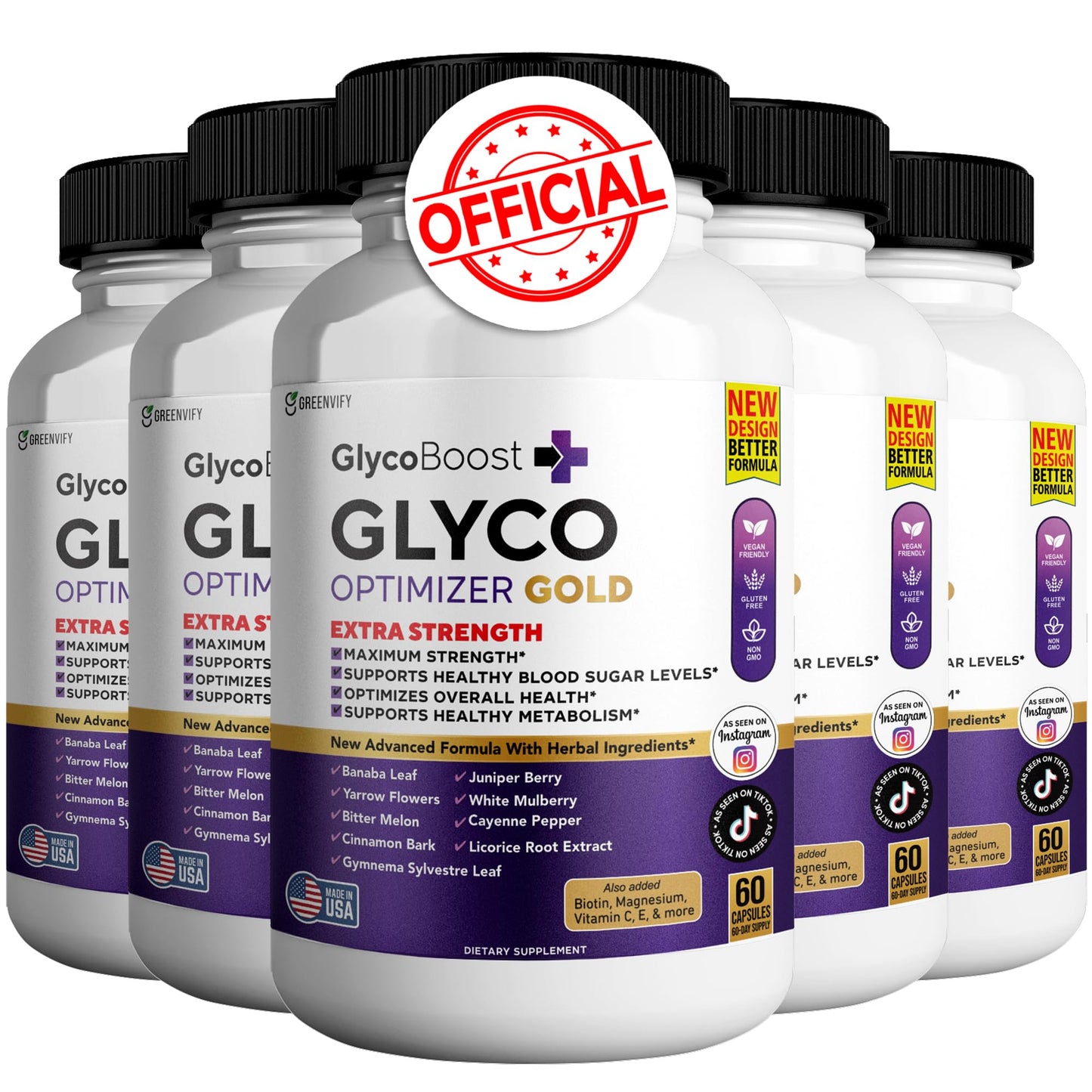 GREENVIFY Glycoboost Glyco Optimizer Gold Capsules, 300 Capsules