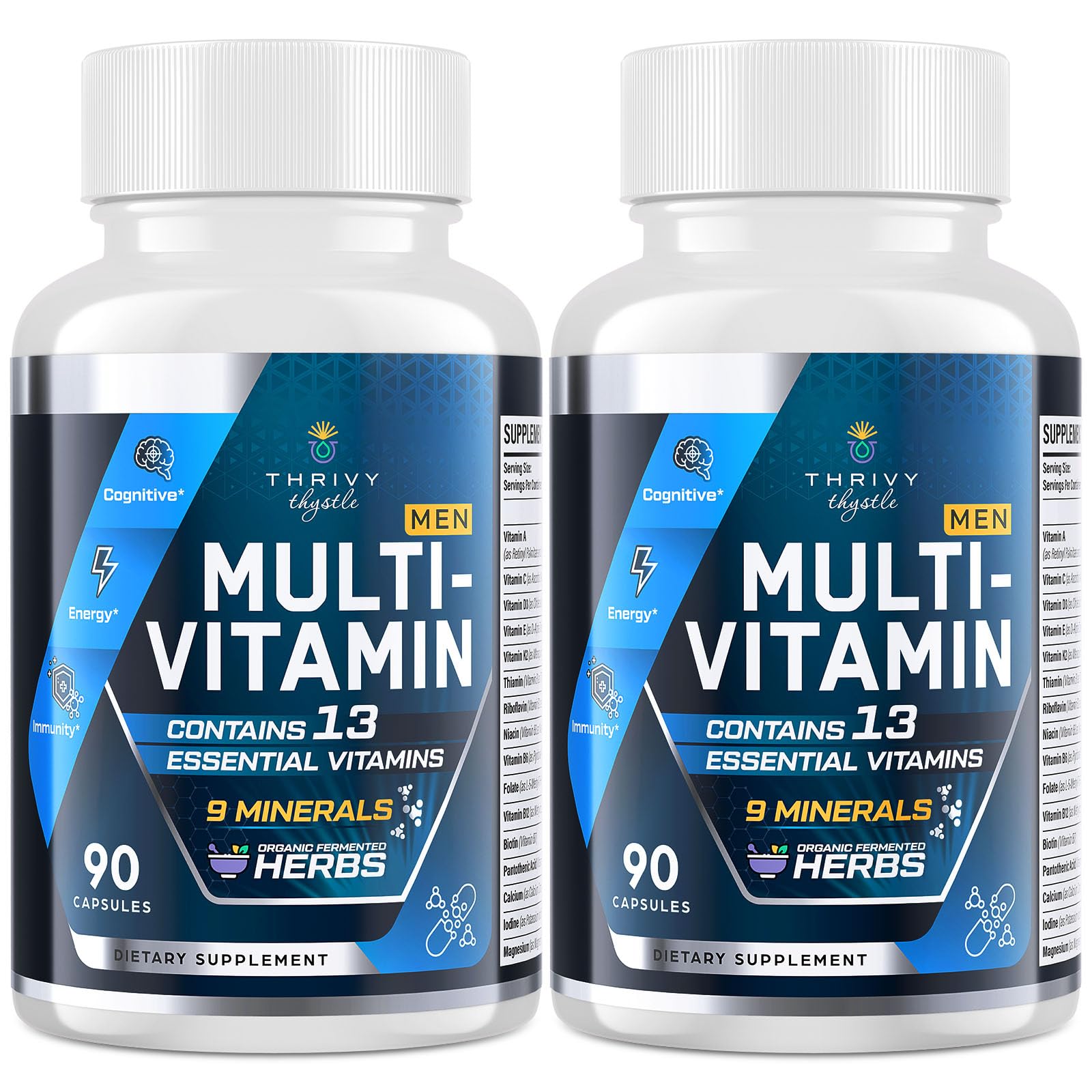 ThrivyThystle Multivitamin for Men 50+ with Methylated B12 & Folate, 180 Capsules