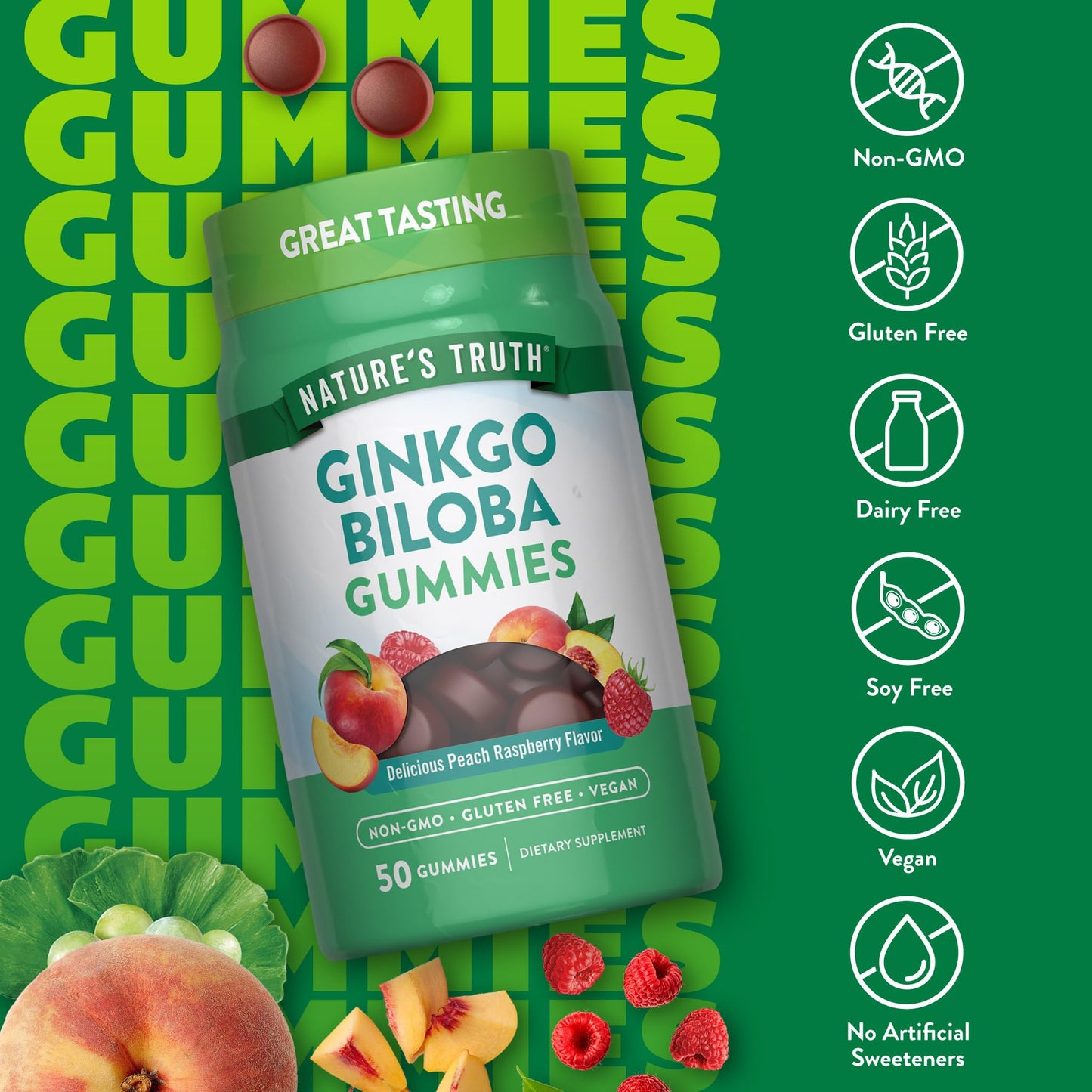 Nature's Truth Ginkgo Biloba Gummies, 50 Count