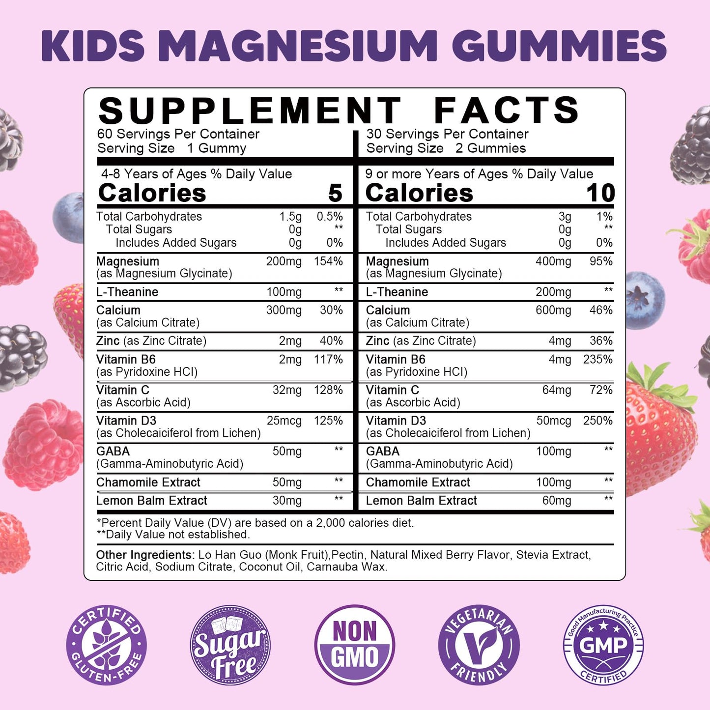 YANLUOBO Kids Magnesium Glycinate Gummies 60 Count