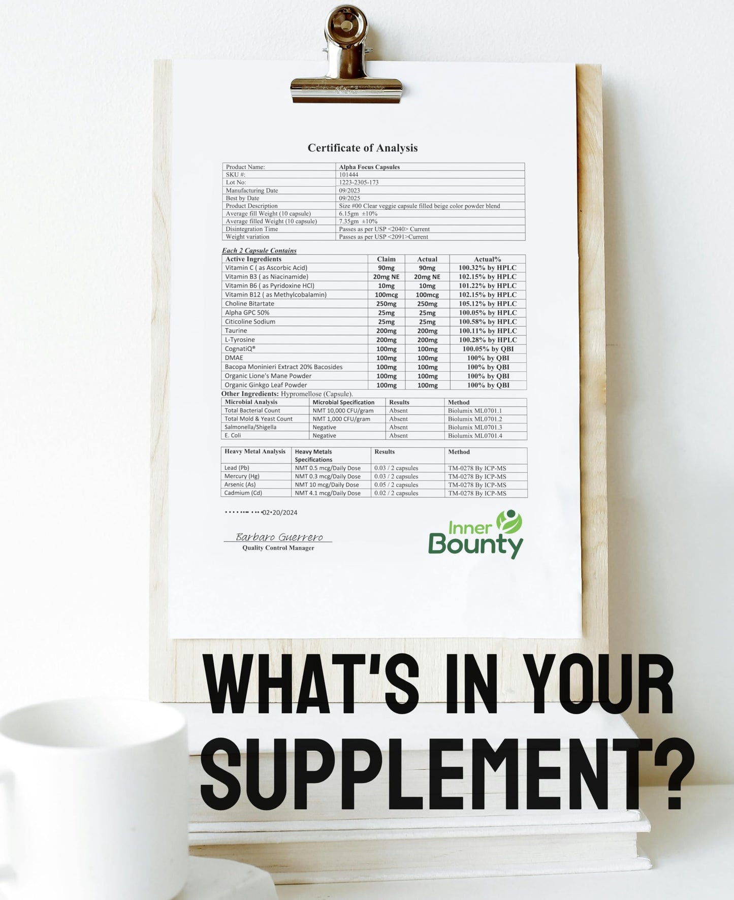 Inner Bounty Focus 14-in-1 Nootropic Brain Supplement with Lions Mane, Alpha GPC Choline, Vitamin C & B12, Taurine, Bacopa - Energy, Cognitive, Memory Support Capsule, 60 Count