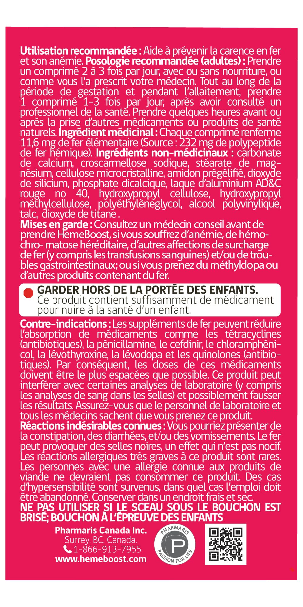 HEME BOOST Hemeboost High Potency Iron Supplement Tablets 180 Count