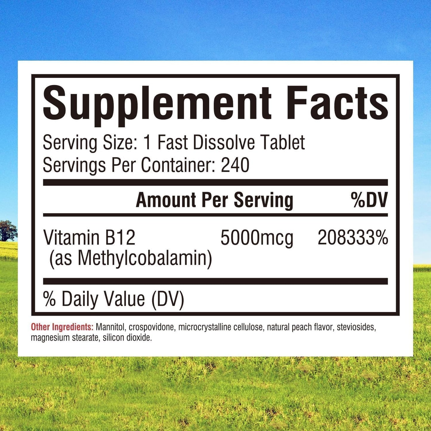 Innate Vitality Vitamin B12 5000mcg Sublingual Methylcobalamin Tablet, 240 Count