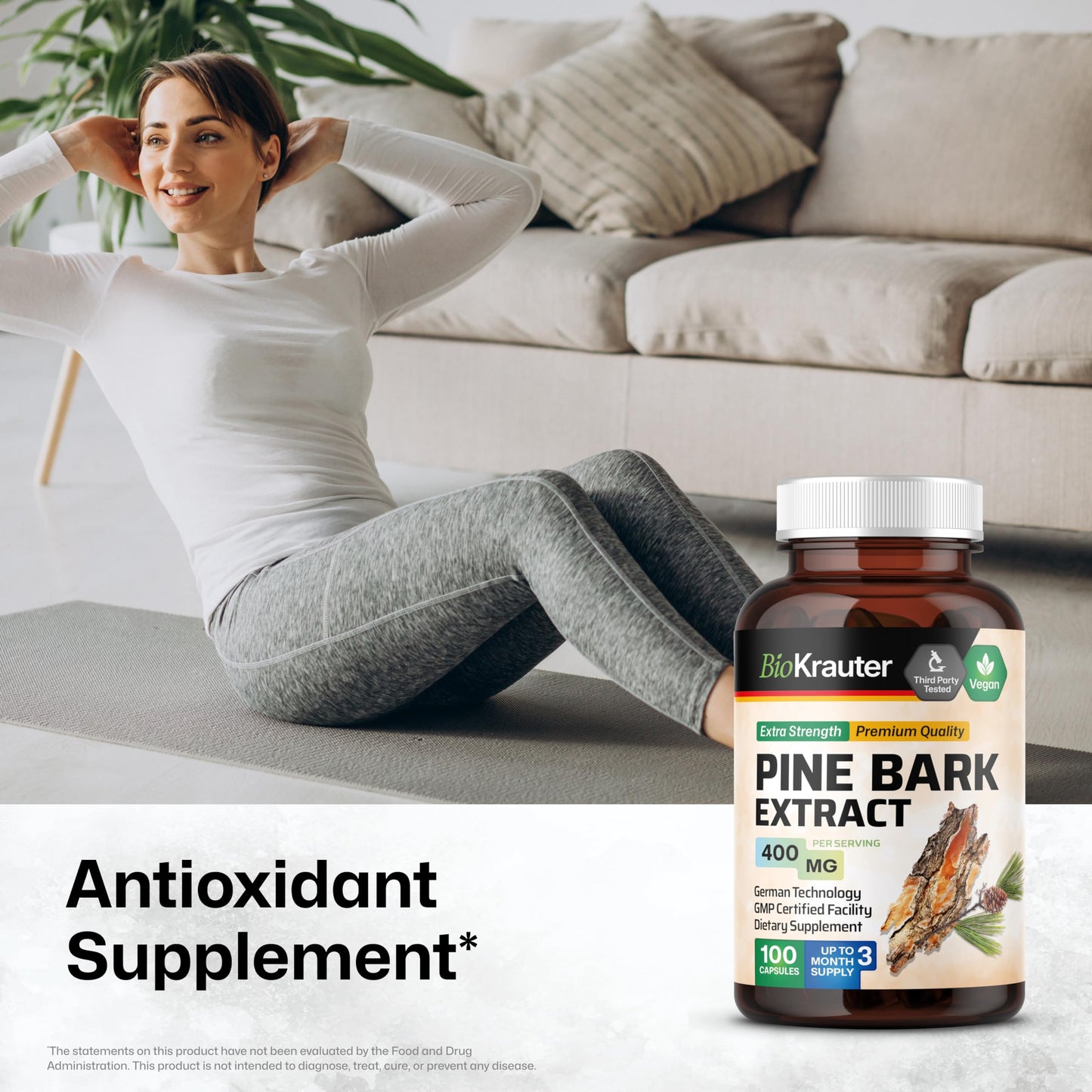 BIO KRAUTER Pine Bark Extract for Circulatory & Antioxidant Support 100 Capsules