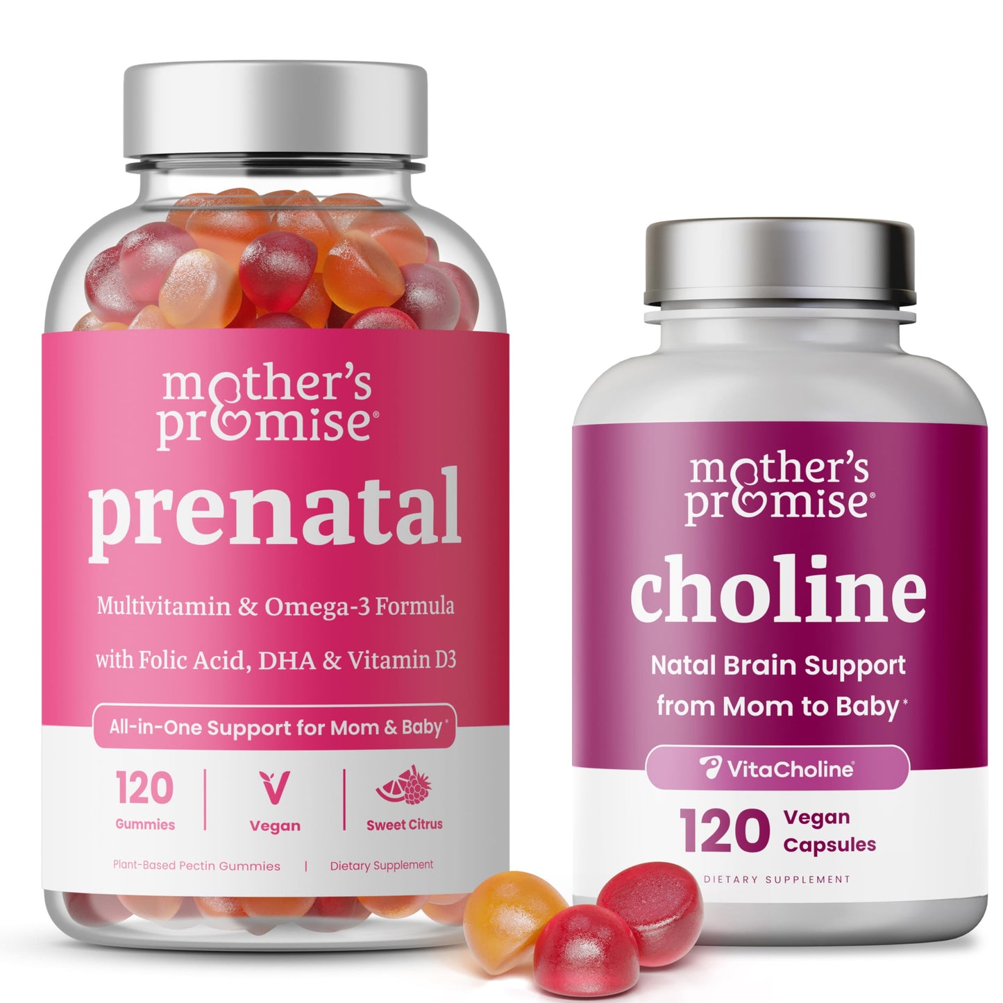 Mother's Promise Prenatal Gummies & Choline Capsules Bundle, 240