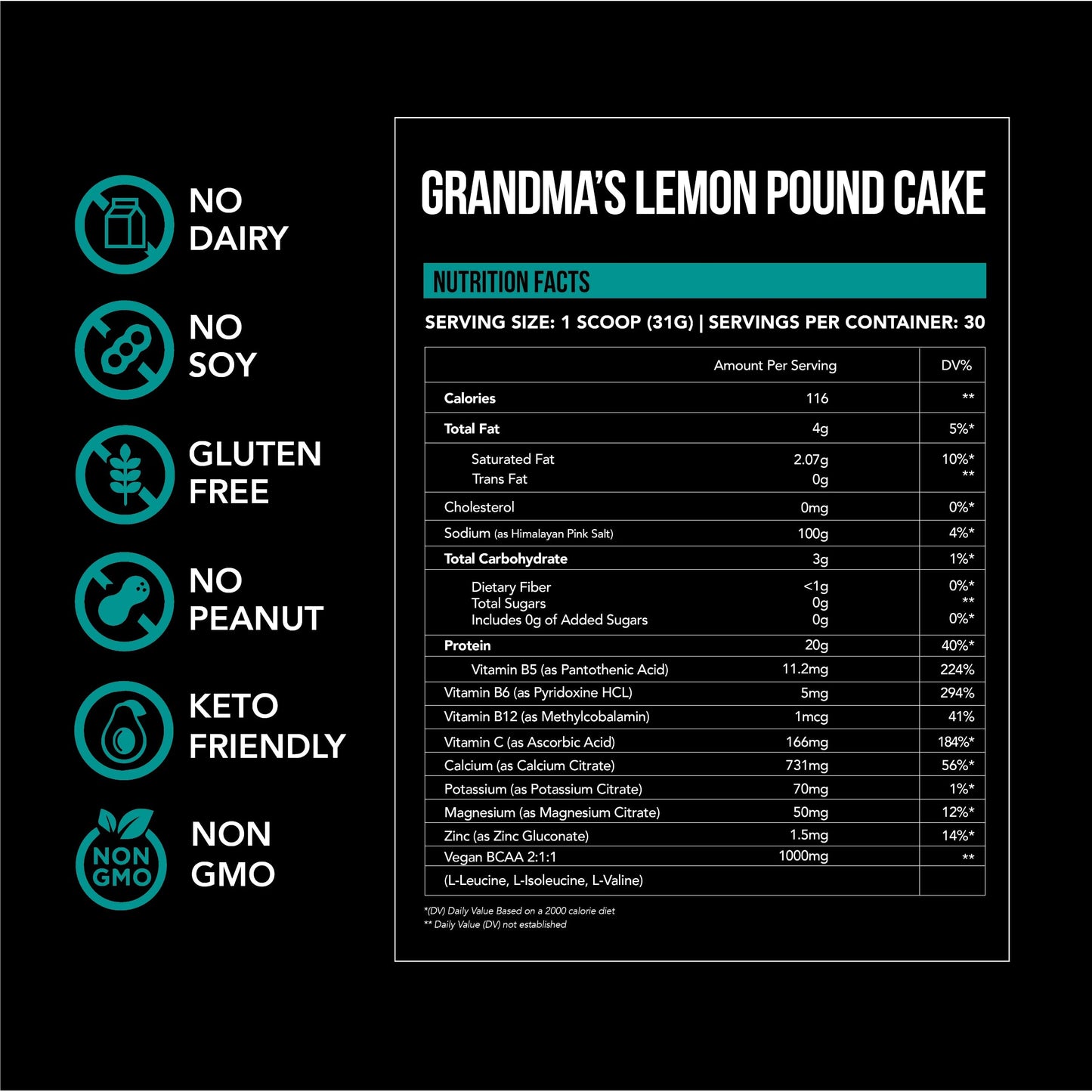 Just Move Protein Powder - Grandma's Lemon Pound Cake - Vegan (Plant Based), 32.9 Ounce