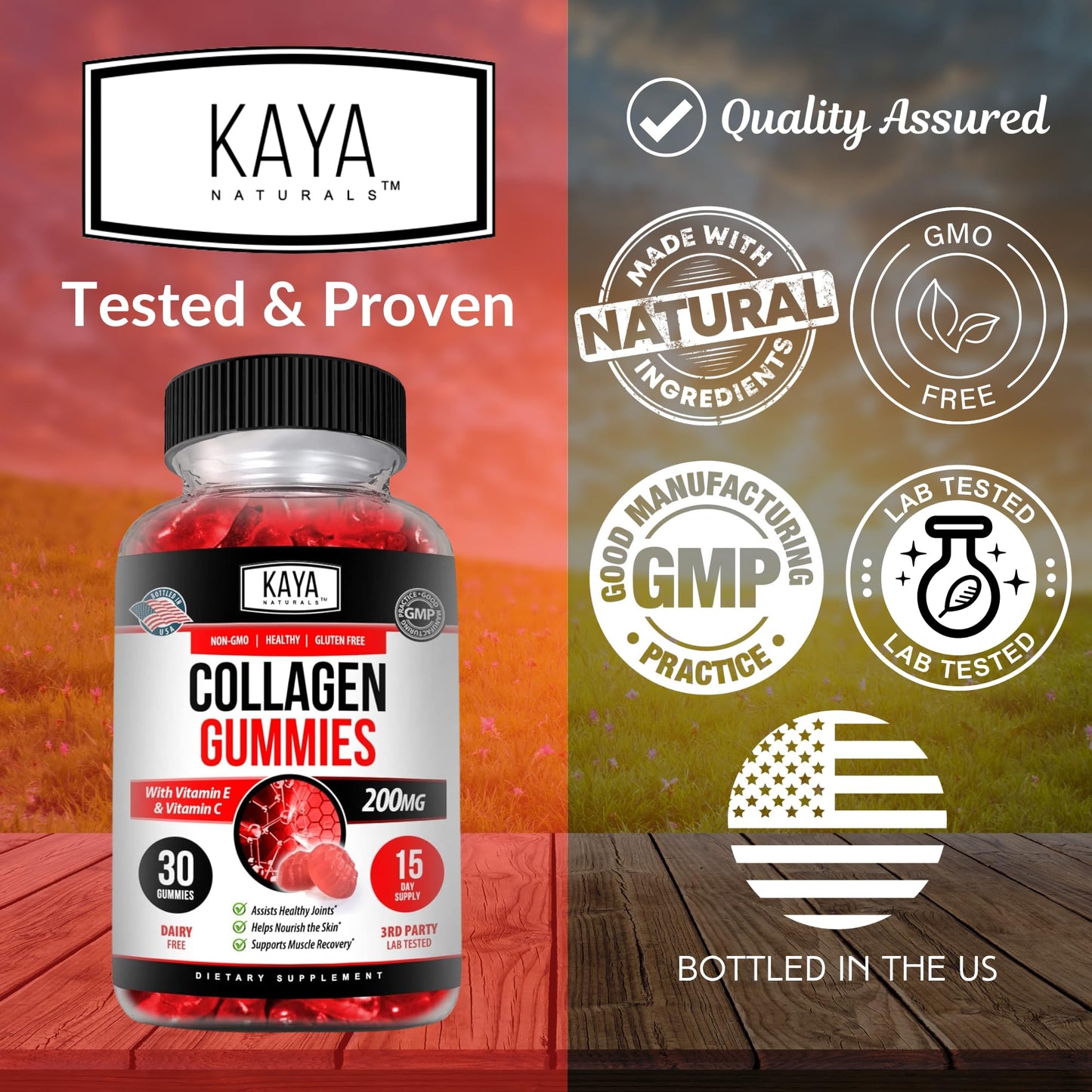 Kaya Naturals Collagen Gummies for Men & Women Supplement Gummy 30 Count
