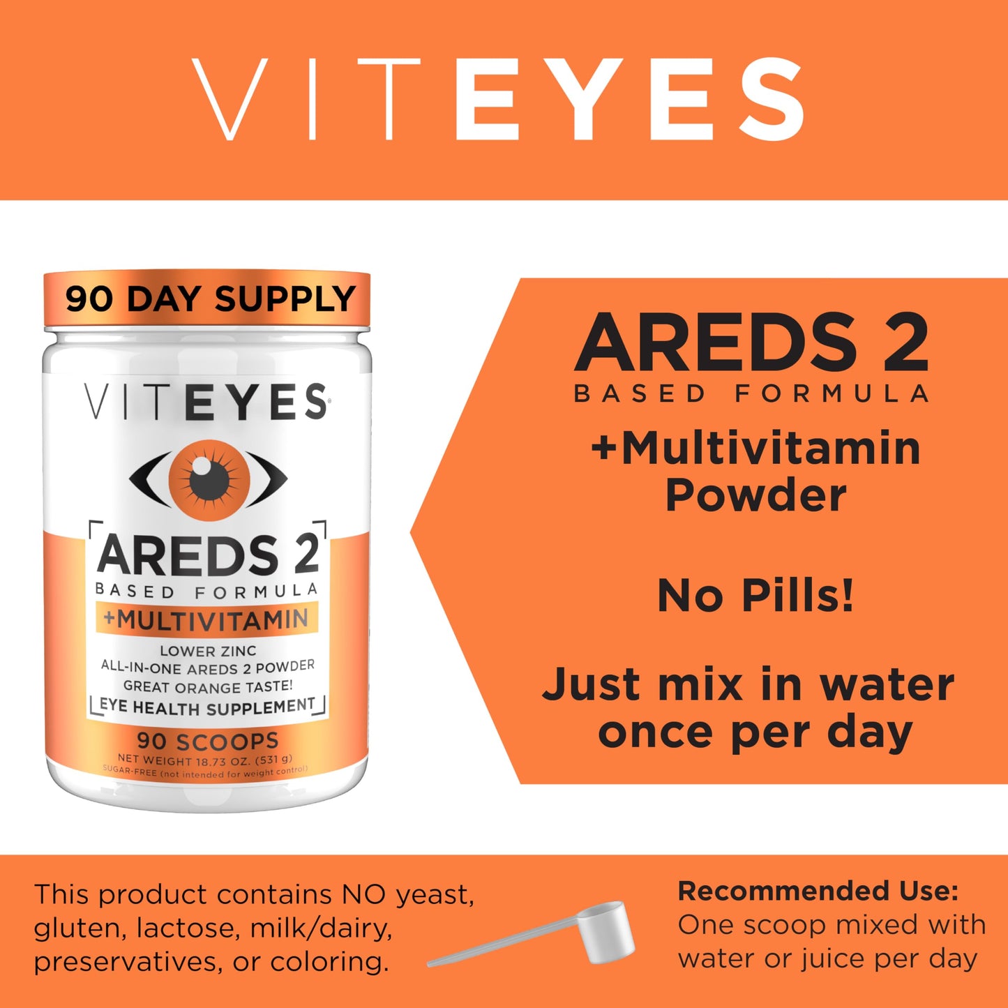 Viteyes AREDS 2 Powder + Multivitamin All-in-One 531 Scoops