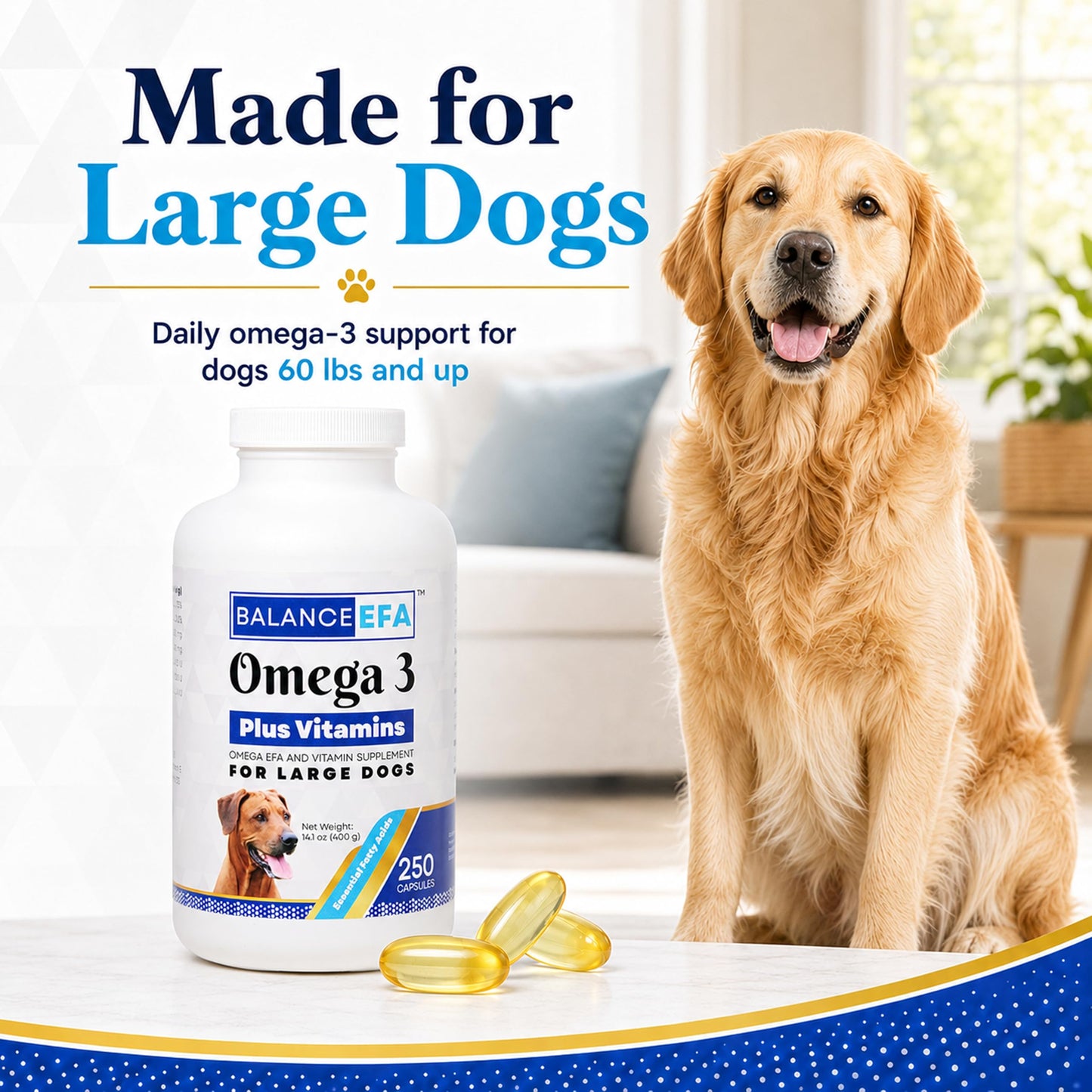 Mizner Bioscience BalanceEFA Omega-3 Fish Oil for Dogs, Skin & Coat, Capsule, 250 Count