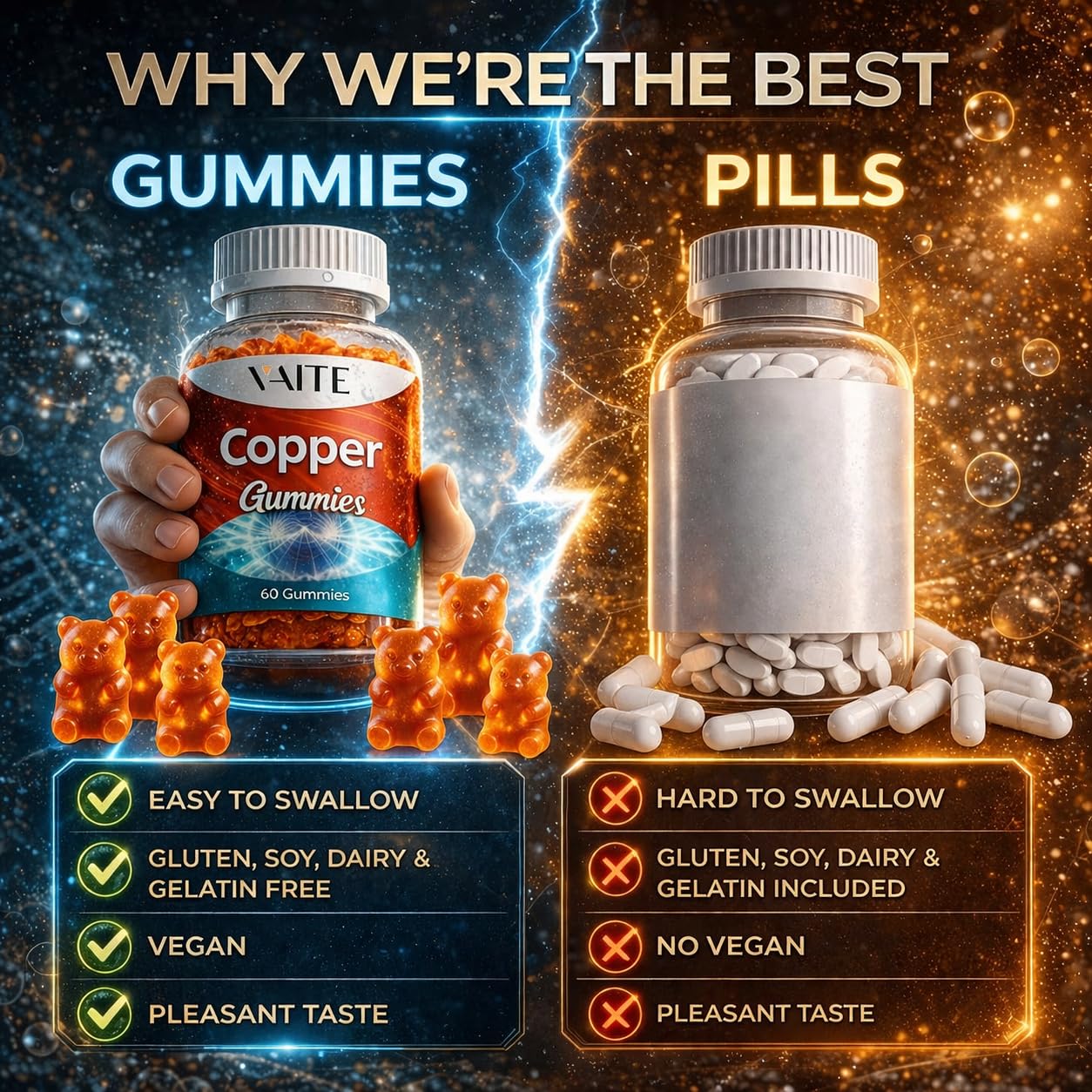 VAITE Copper Supplement Gummies 60 Count
