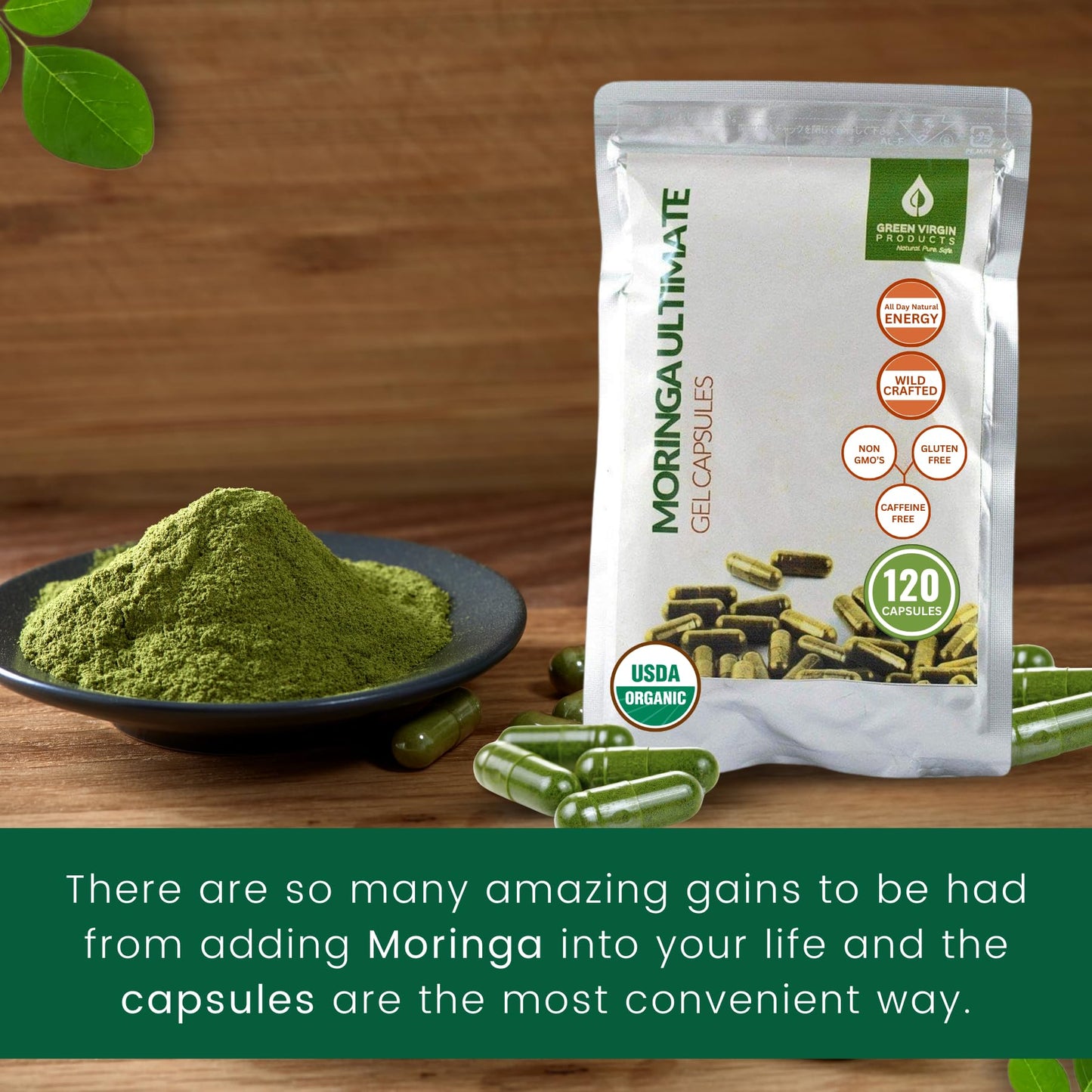 Green Virgin Products Moringa Leaf Powder 120 Count