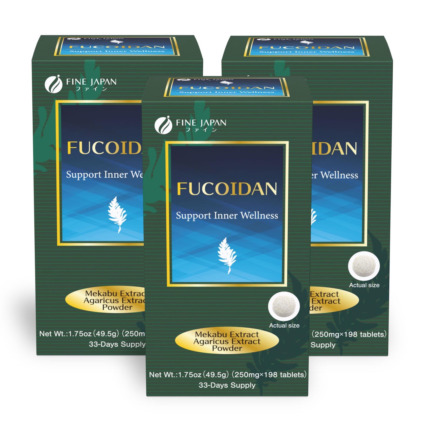 FINE JAPAN Fucoidan with Wakame Seaweed Extract & Agaricus Extract Tablets 594