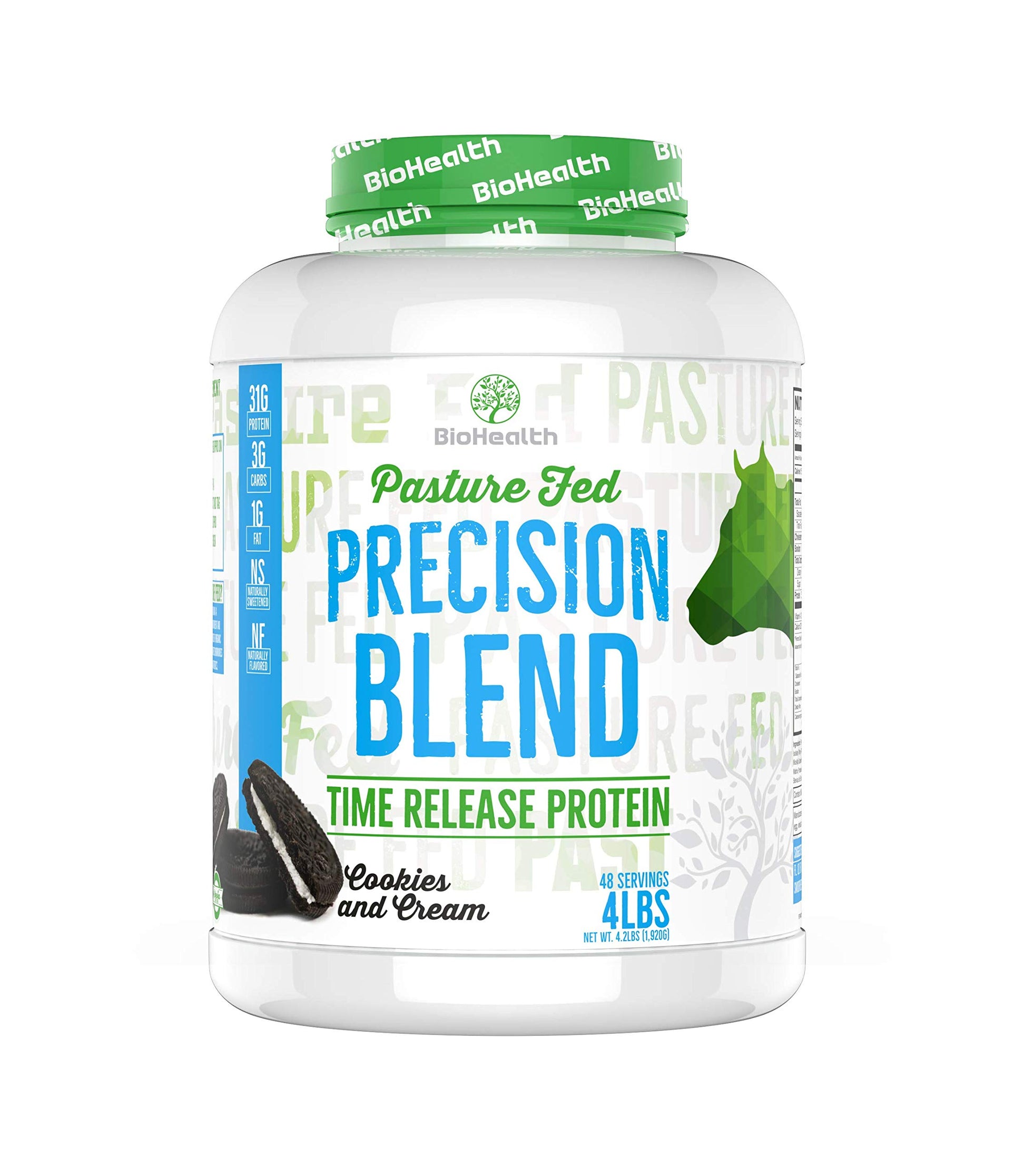 BioHealth Nutrition Precision Blend Cookies and Cream Time Released Whey Protein Blend, Protein Powder, 64 Ounce
