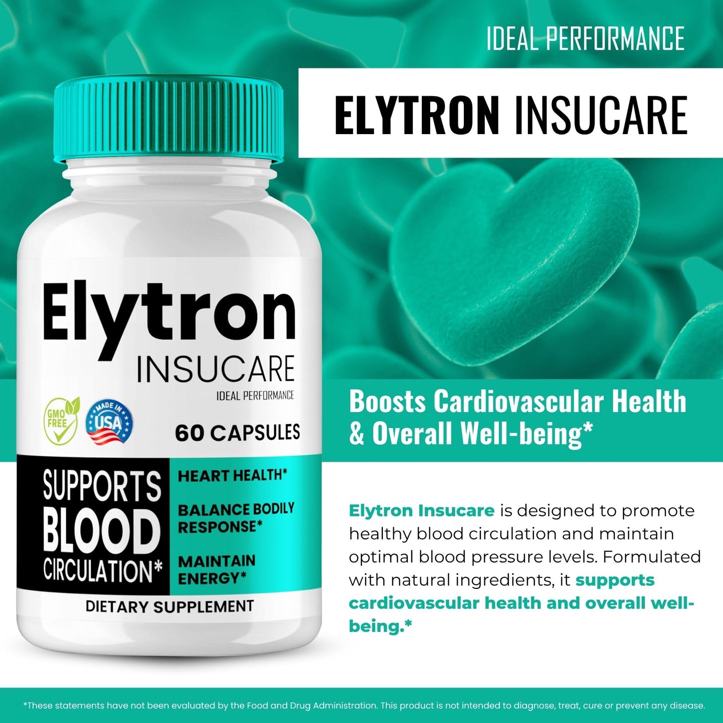 IDEAL PERFORMANCE Elytron Insucare Advanced Blood Formula Capsules 180 Count