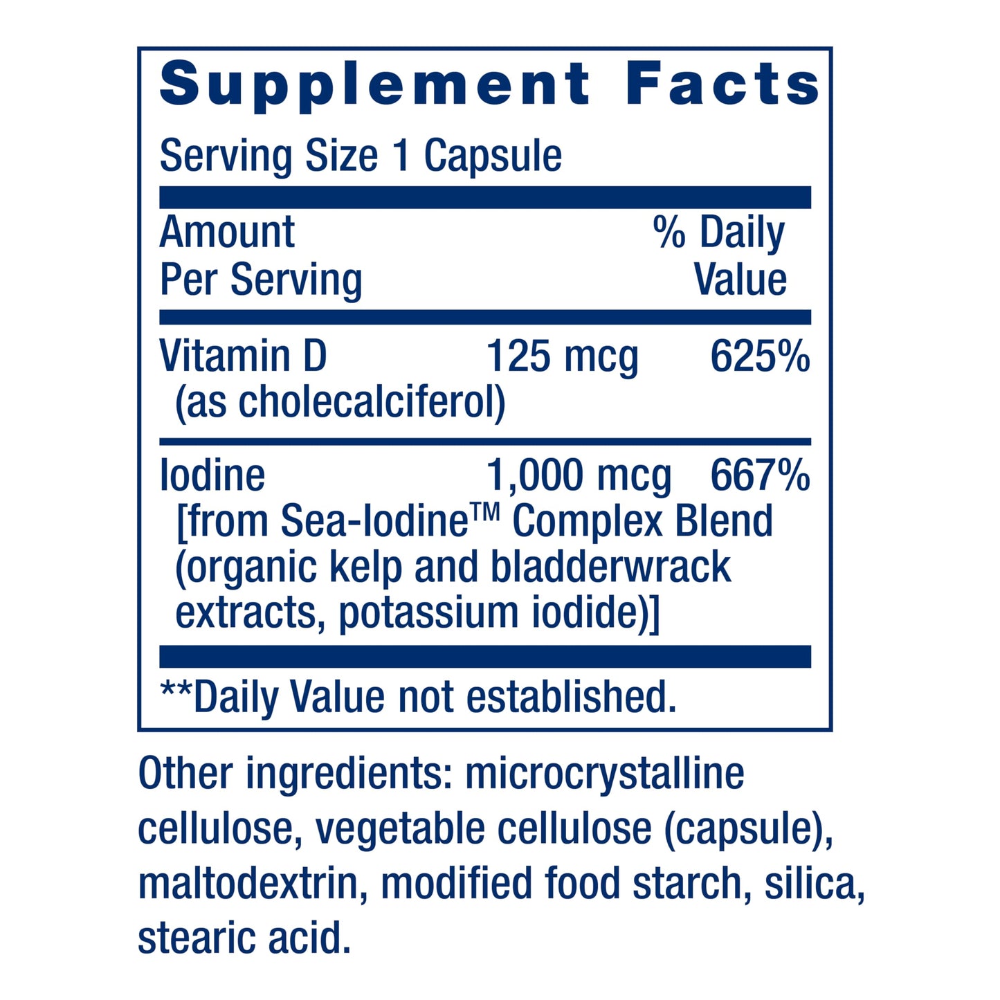 Life Extension Vitamin D3 with Sea-Iodine 125 mcg (5000 IU) – 60 Capsules