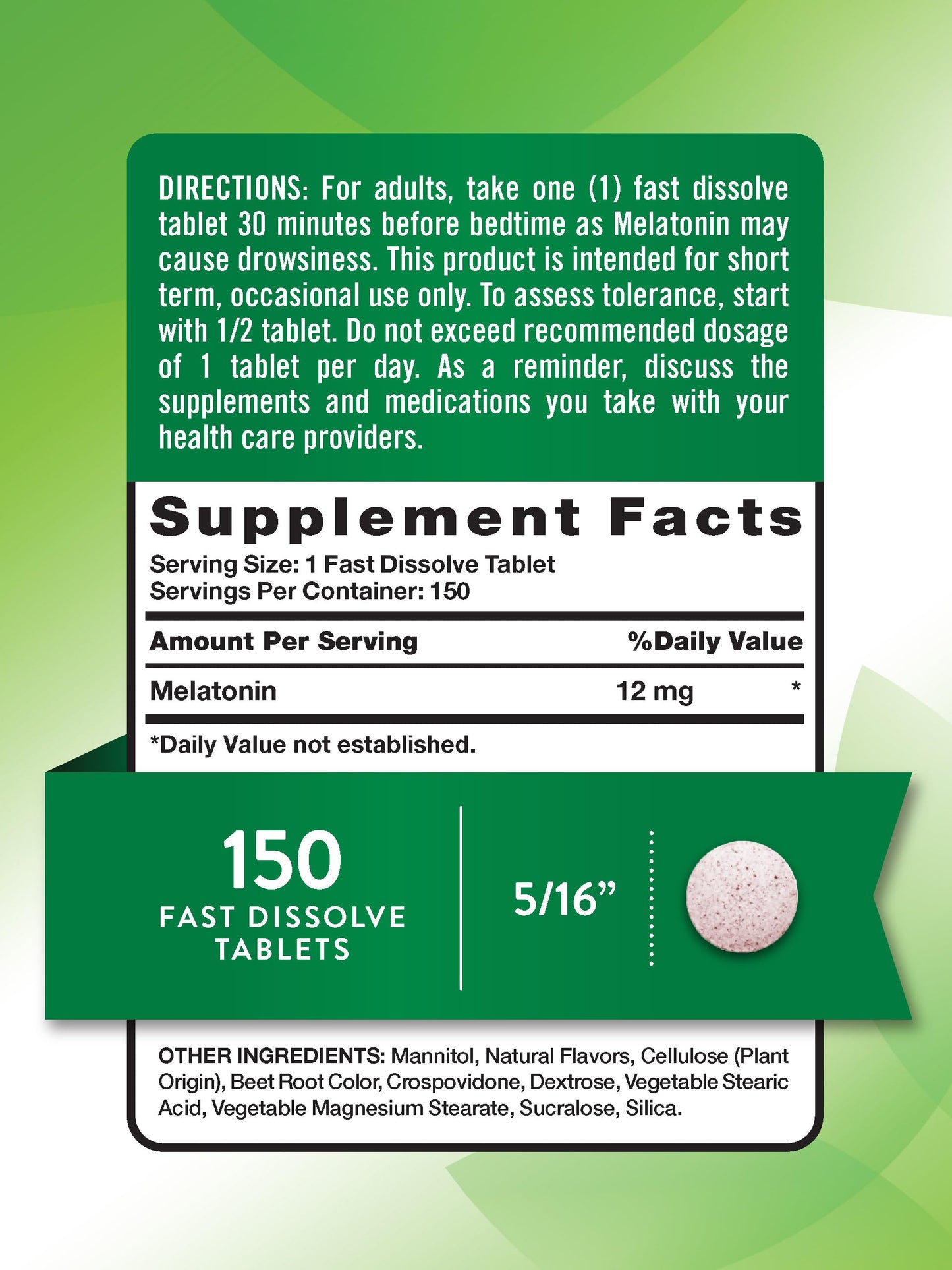 Nature's Truth Melatonin 12 mg 150 Tablets