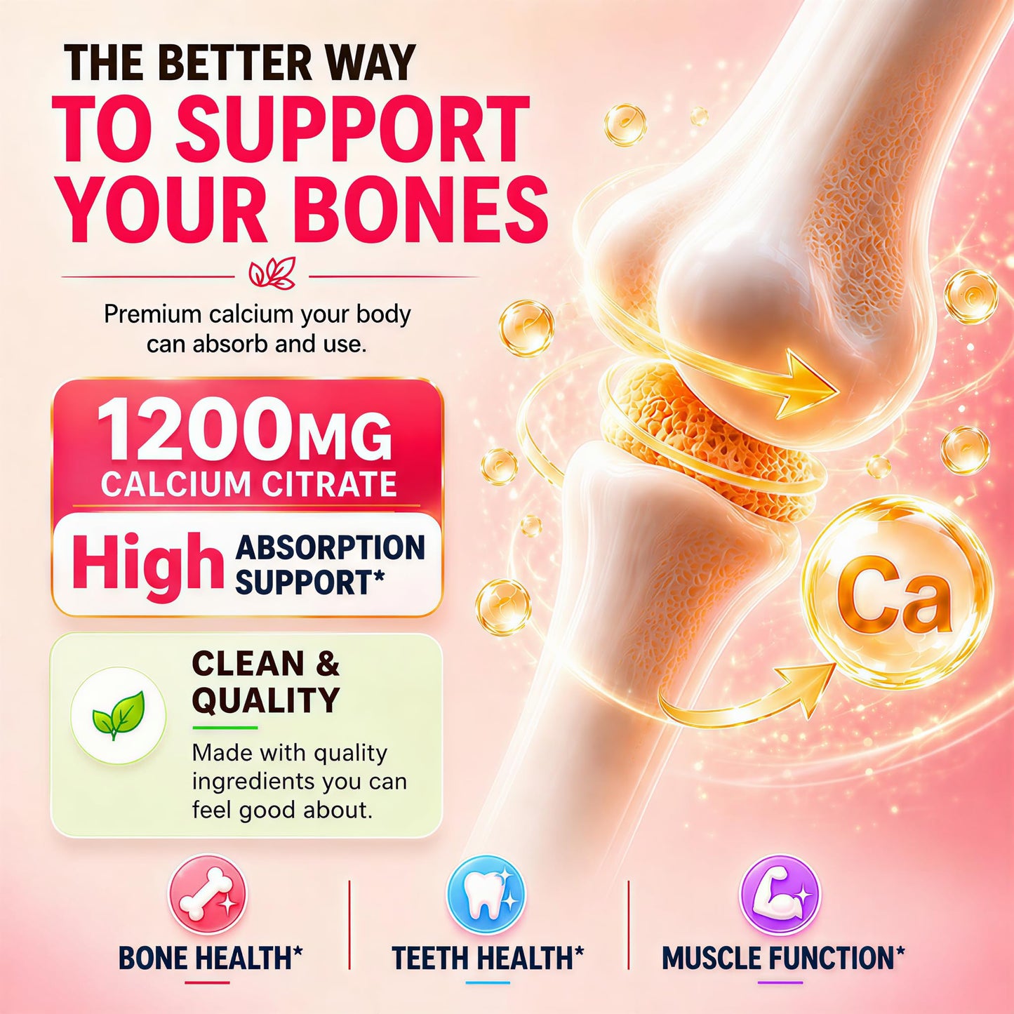 RUNUAN Calcium Citrate 1200mg Gummies, 120 Gummies