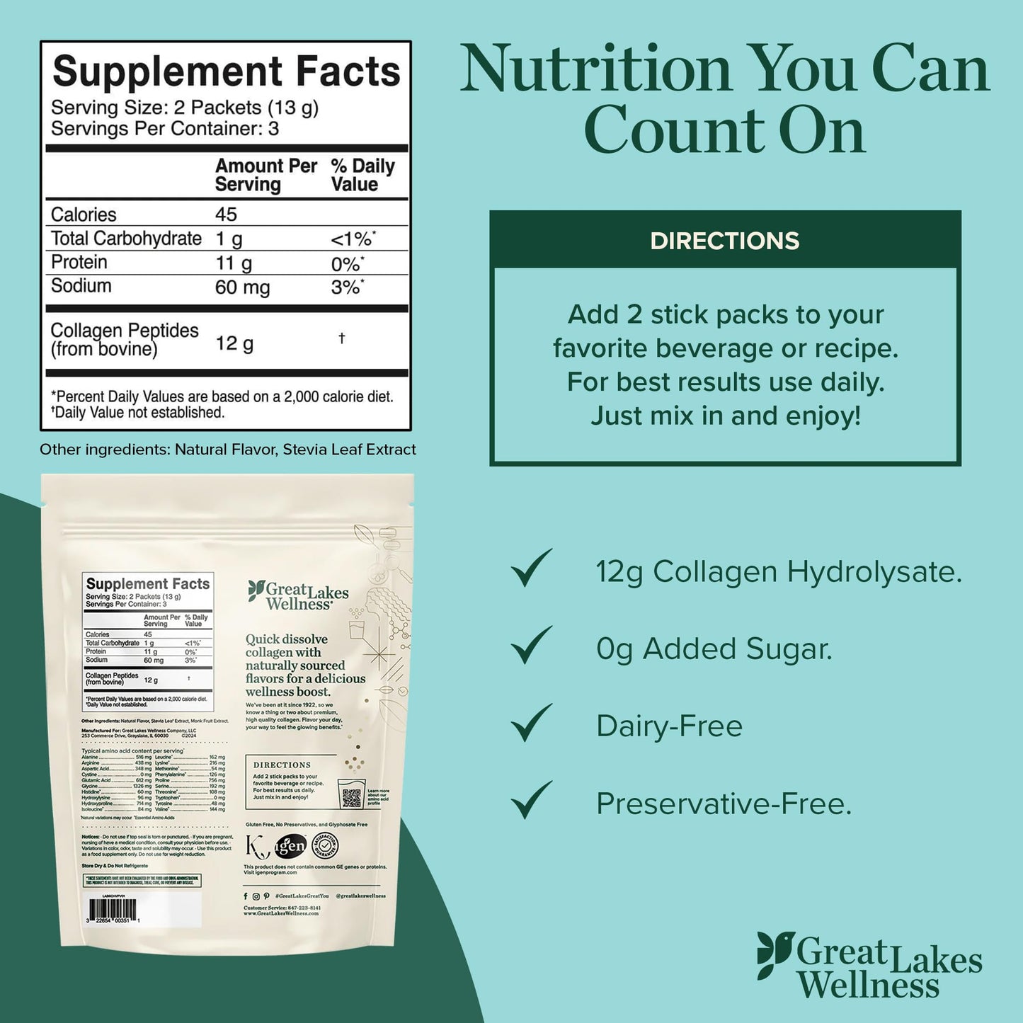 Great Lakes Gelatin Collagen Peptides Powder 2-Piece Set