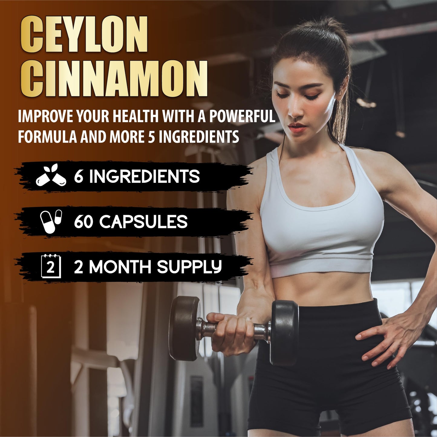 BMVINVOL Ceylon Cinnamon Capsules with Berberine HCl Supplement - Panax Ginseng, Apple Cider Vinegar, Turmeric Curcumin, 60 Capsules