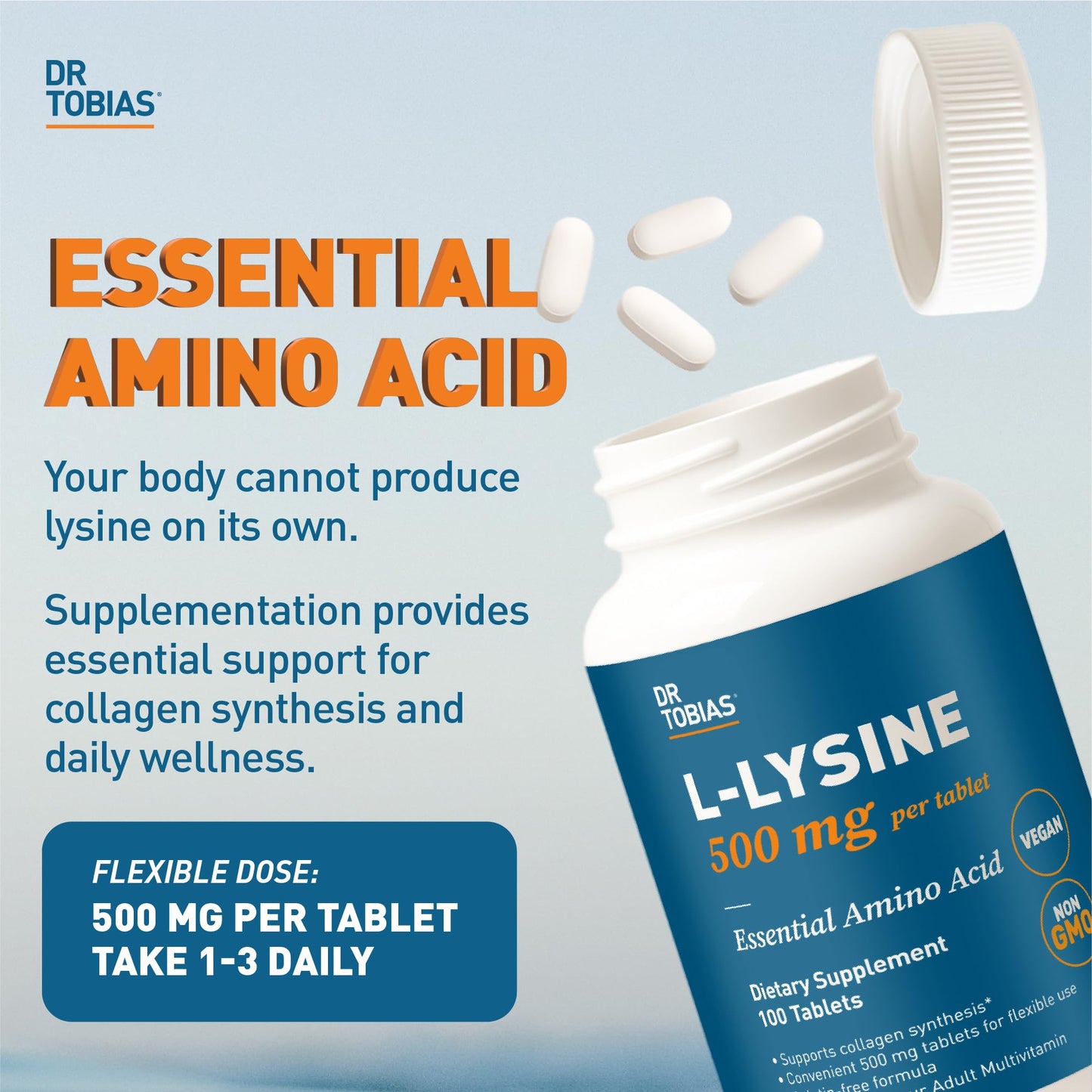 Dr. Tobias L-Lysine 500 mg Tablets, 100 Tablets