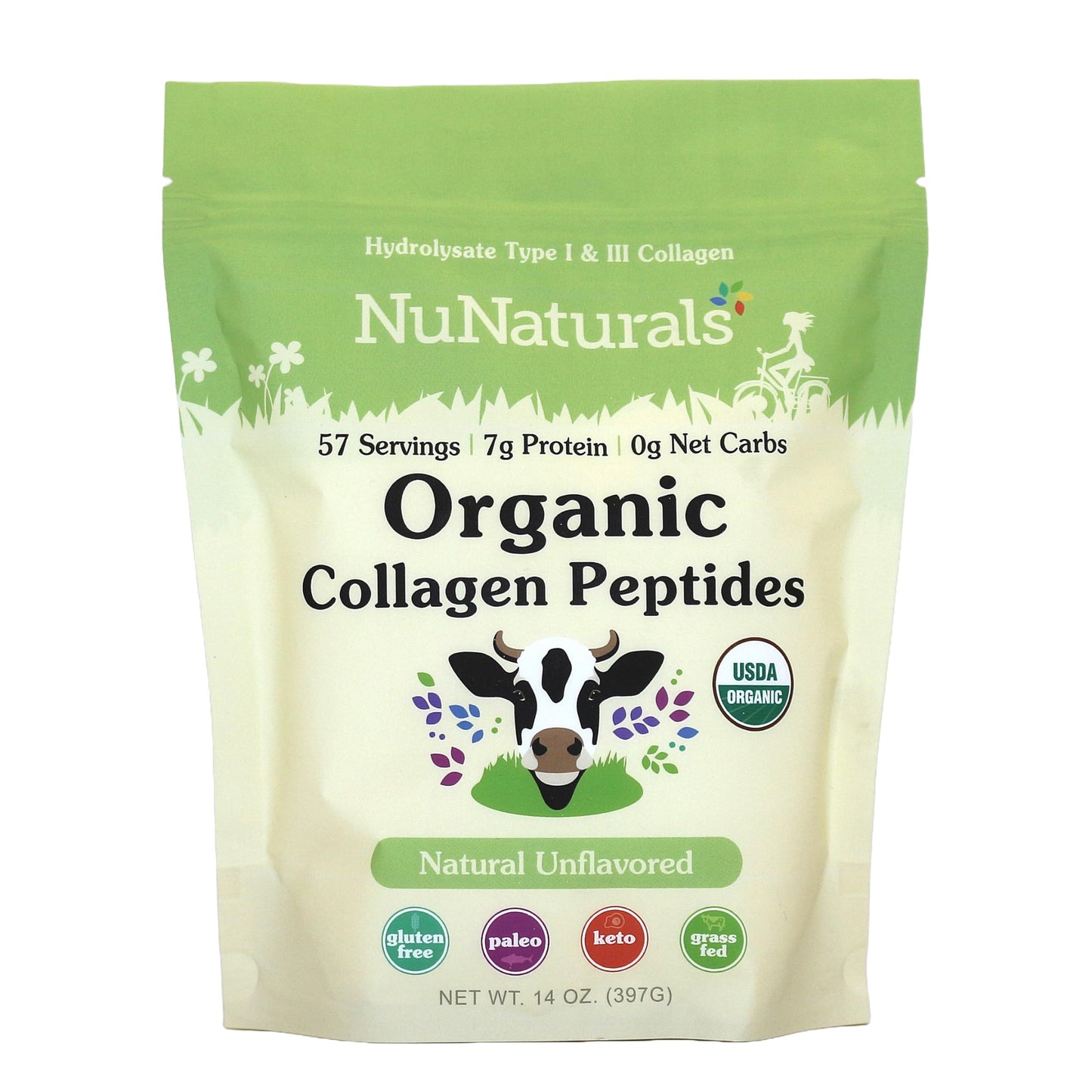 Nunaturals Organic Collagen Peptides Powder, 14 oz
