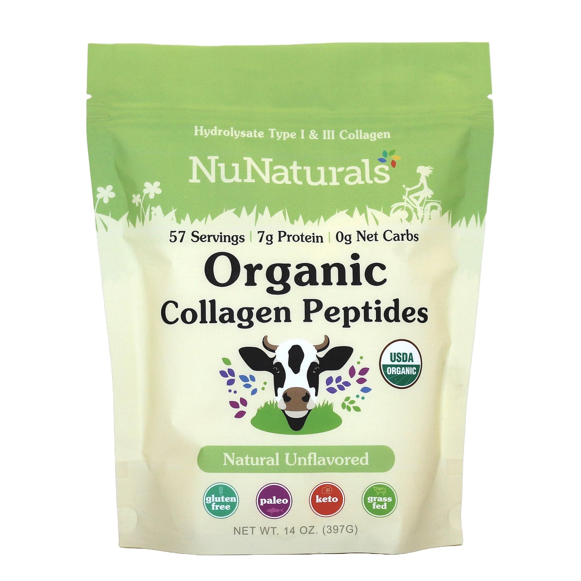 Nunaturals Organic Collagen Peptides Powder, 14 oz