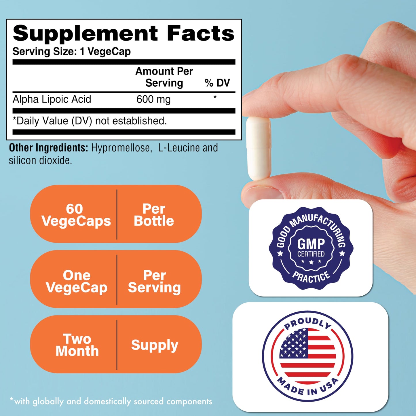 Health Thru Nutrition Alpha Lipoic Acid 600mg Capsules, 60 Count