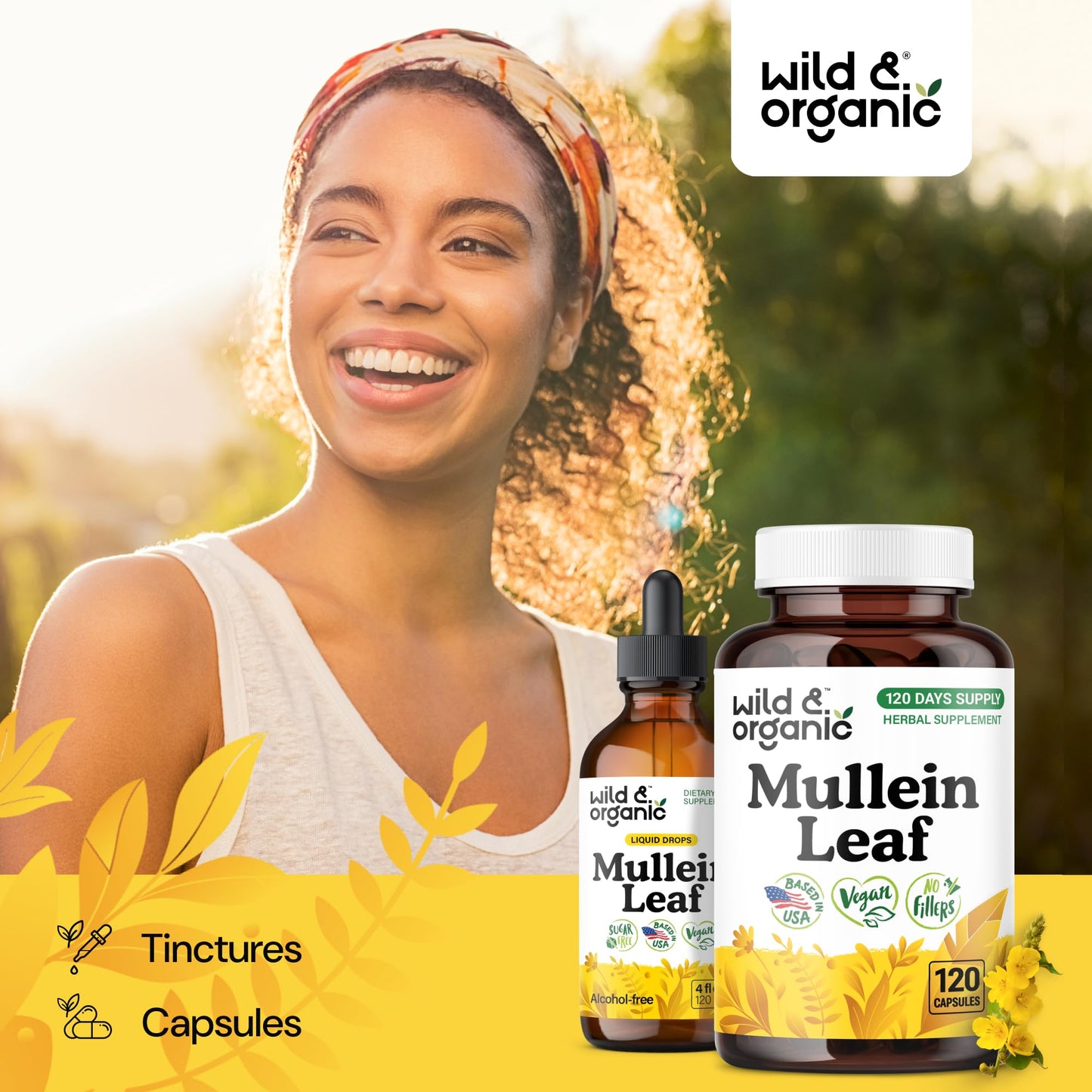Wild & Organic Mullein Capsules 120 Count