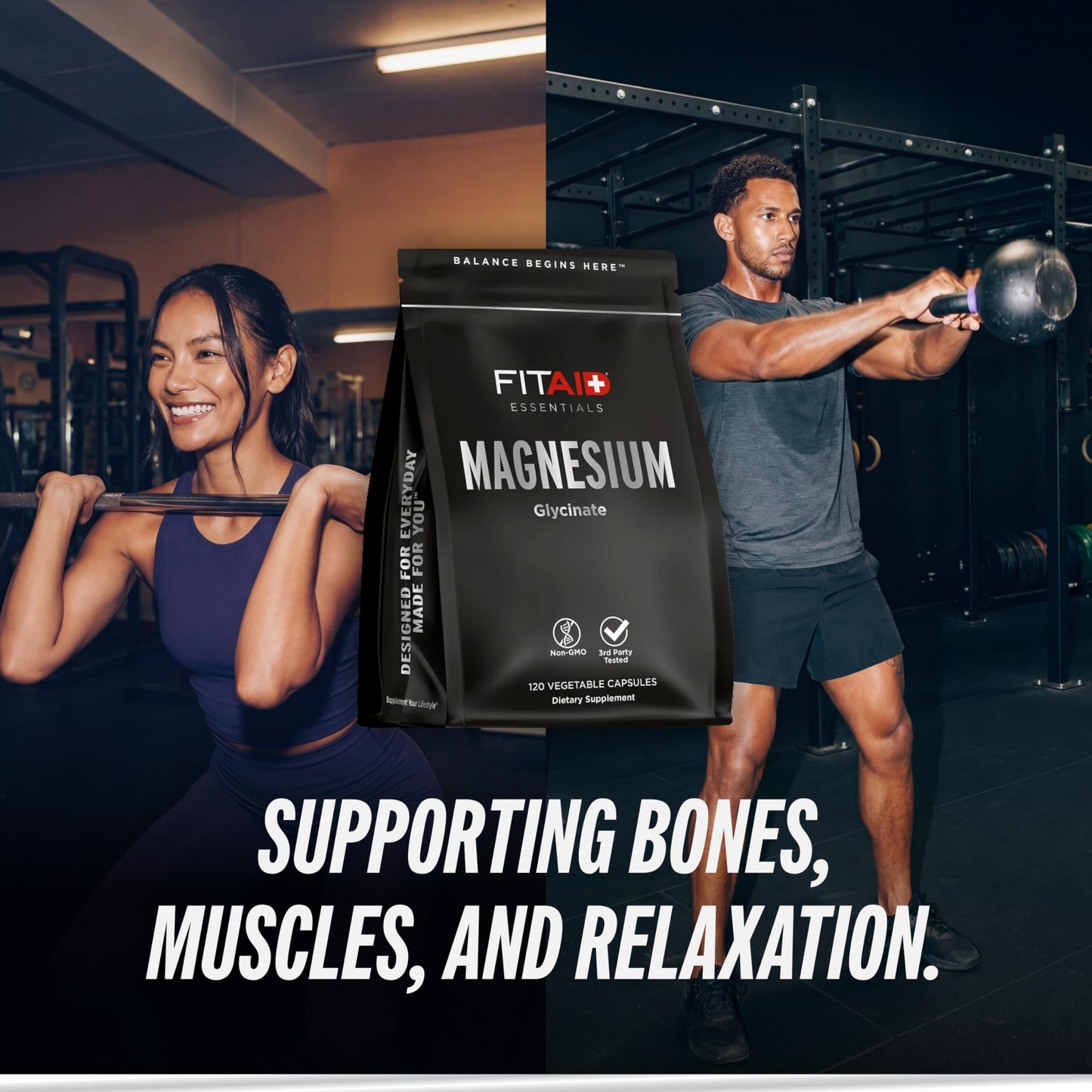 LIFEAID FITAID Essentials Magnesium Glycinate Recovery 120 Capsules