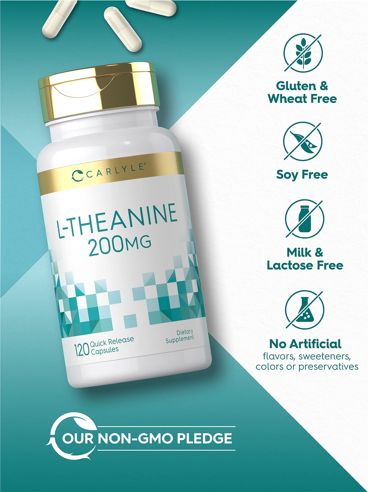 Carlyle L-Theanine 200mg Capsules, 120 Capsules
