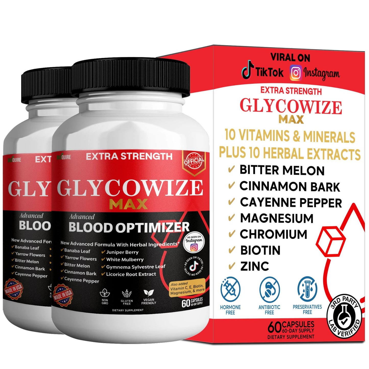 BIOQUIRE Glycowize Max Extra Strength Blood Optimizer 60 Capsules