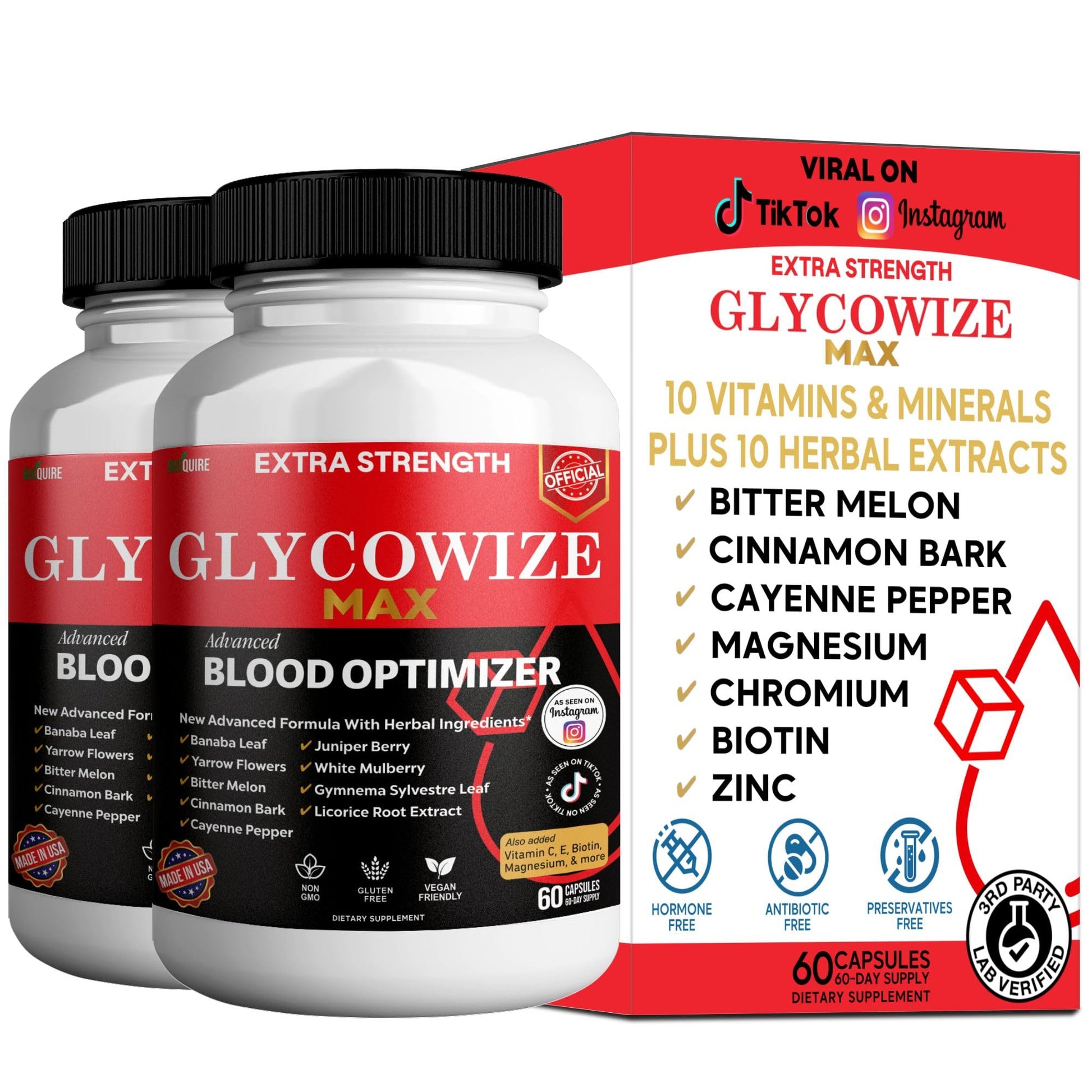 BIOQUIRE Glycowize Max Extra Strength Blood Optimizer 60 Capsules