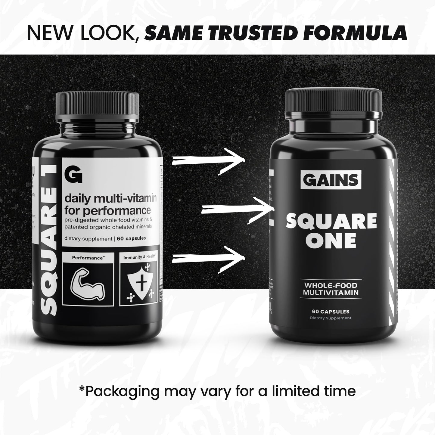 Gains in Bulk Square 1 Multivitamin and Mineral Supplement for Women and Men, Vitamins, Digestive Enzymes and Organic Minerals for Muscle Health, Performance and Immune Support, 90 Capsules