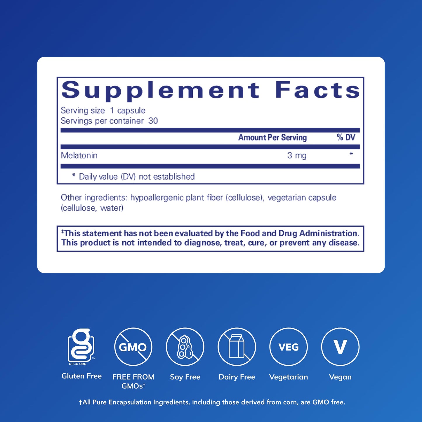 Pure Encapsulations Melatonin 3 mg, 30 Capsules