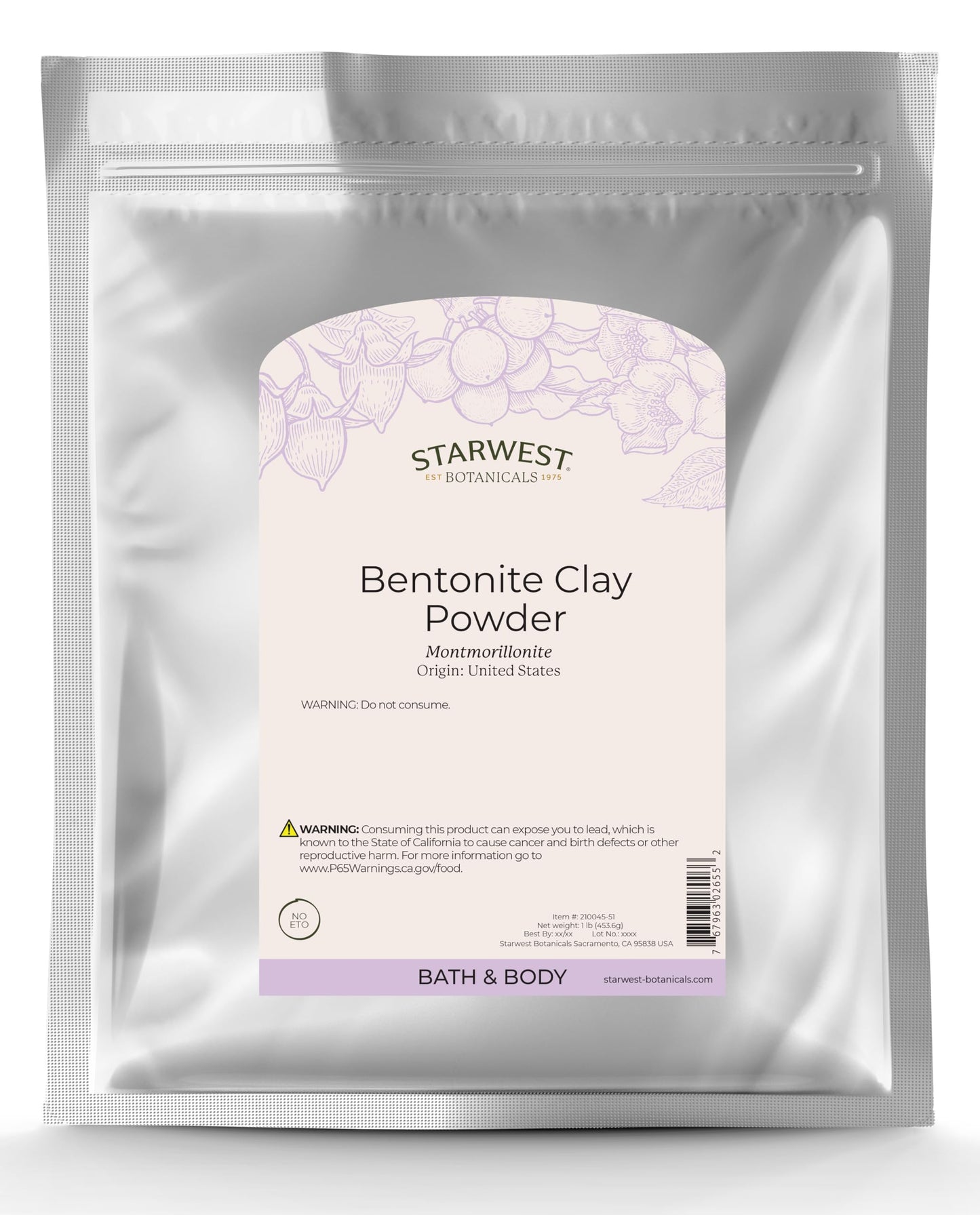 Starwest Botanicals Sodium Bentonite Clay Powder, 1 Pound