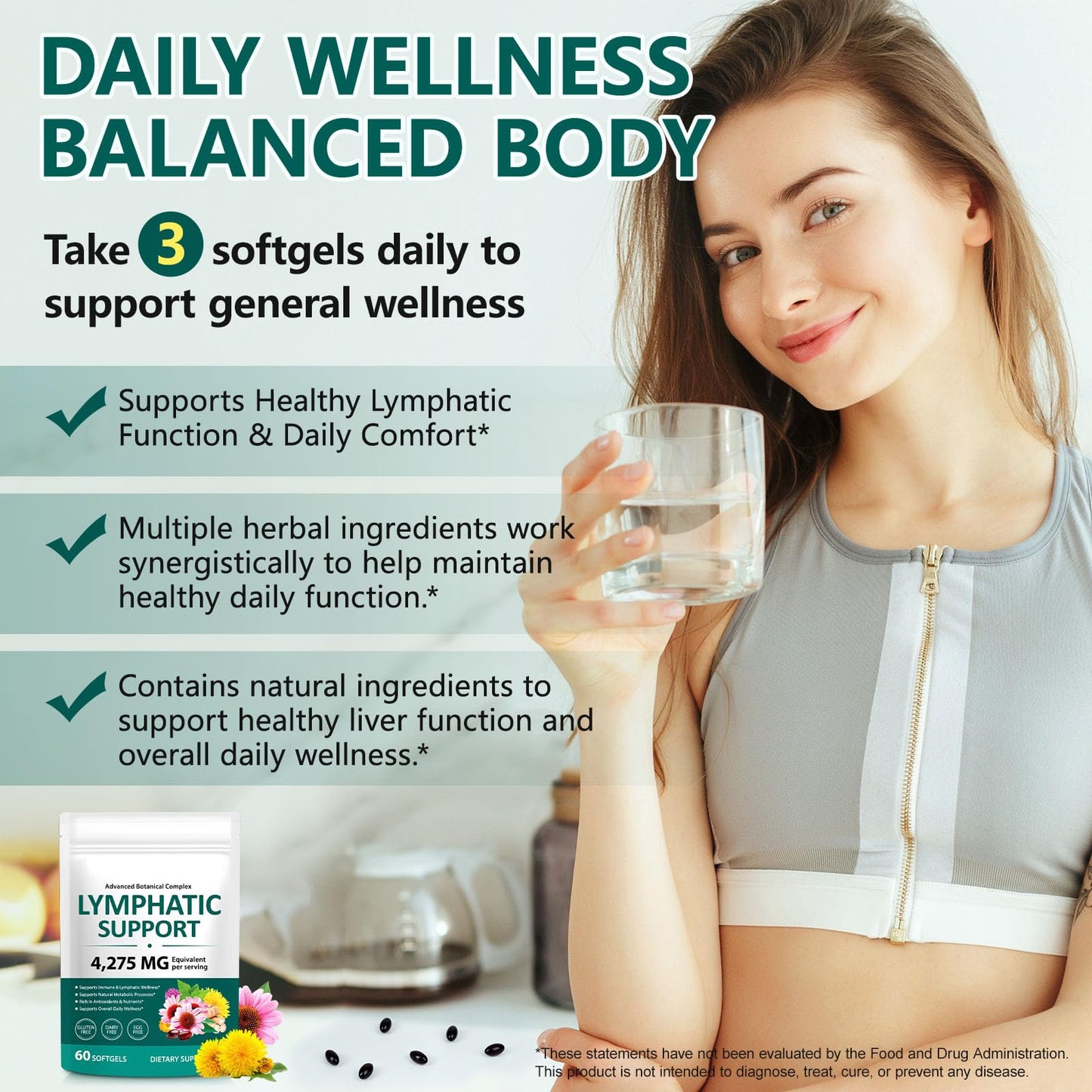 LTQXGT Lymphatic Support Supplement Softgels 60