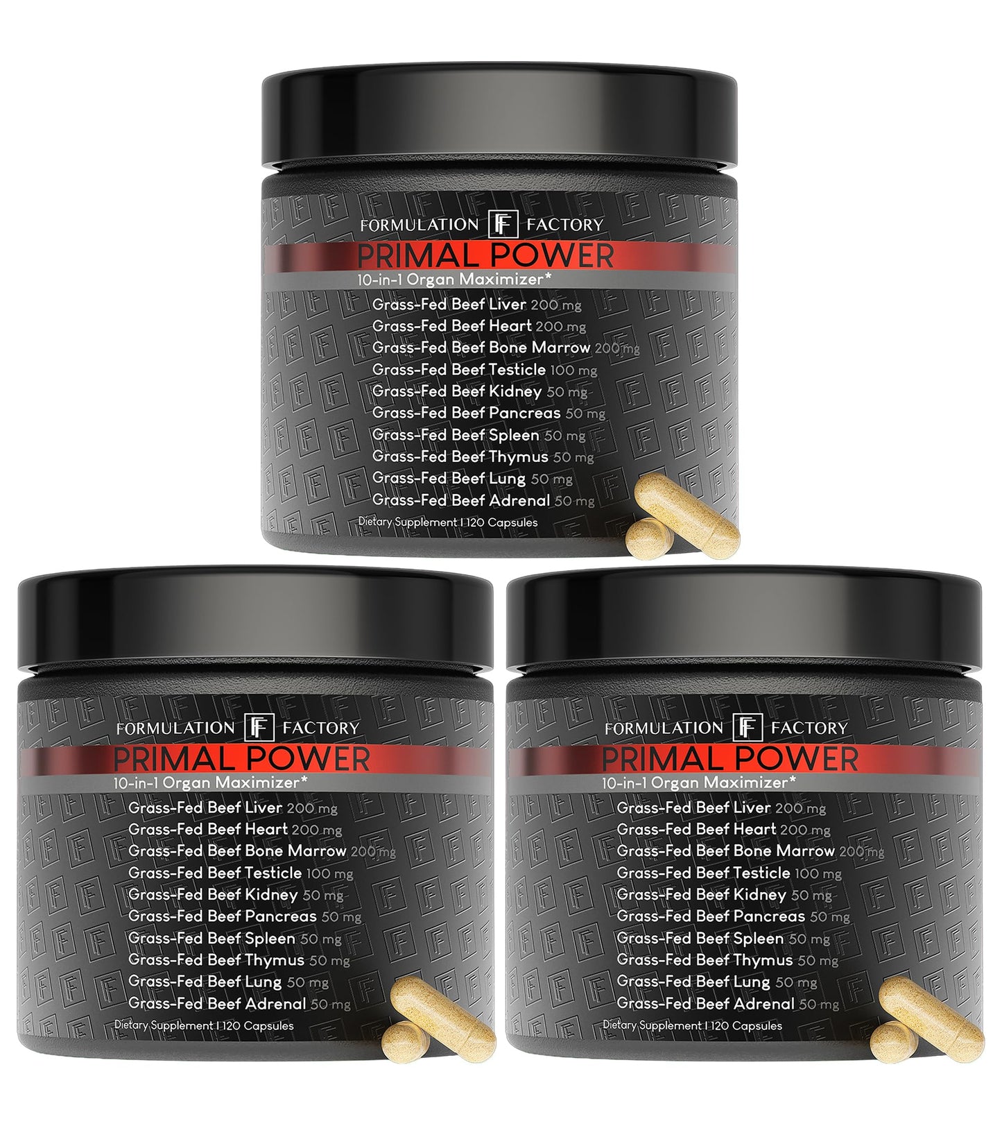 Formulation Factory Primal Power 10-in-1 Grass-Fed Beef Organ Complex Capsules, 360 Capsules