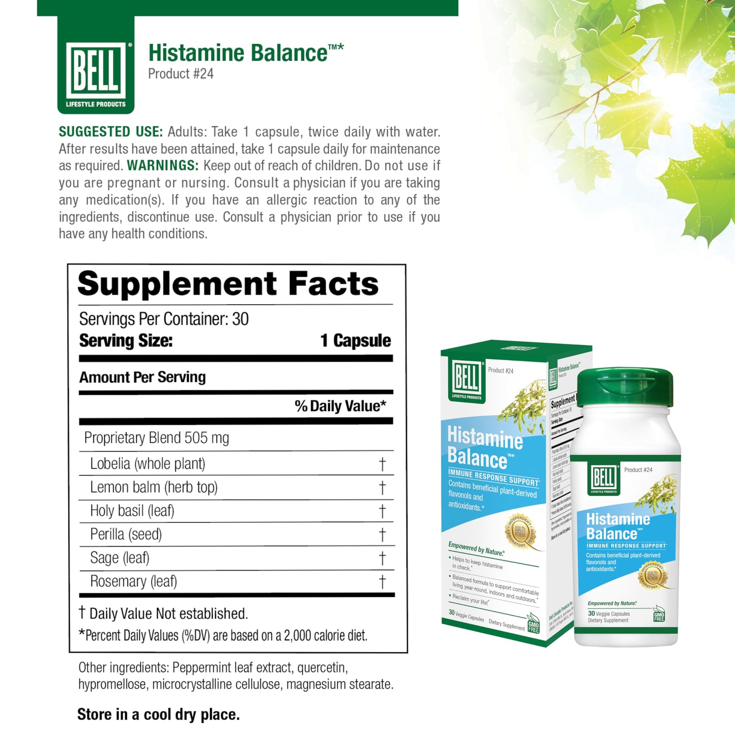 Bell Histamine Balance Capsule 30 Count