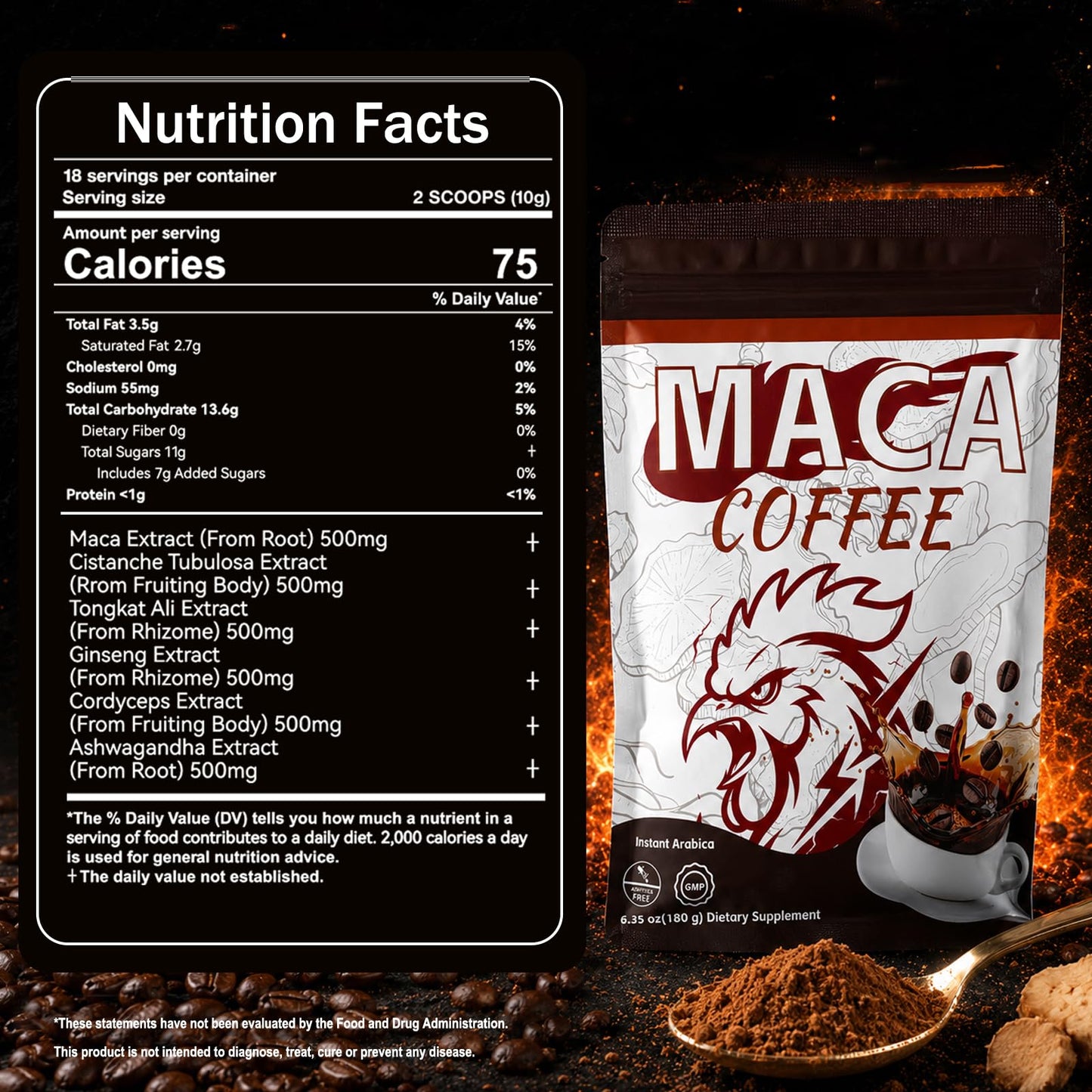 Dr. HR Maca Coffee Energy Boost Powder, 6.35 oz