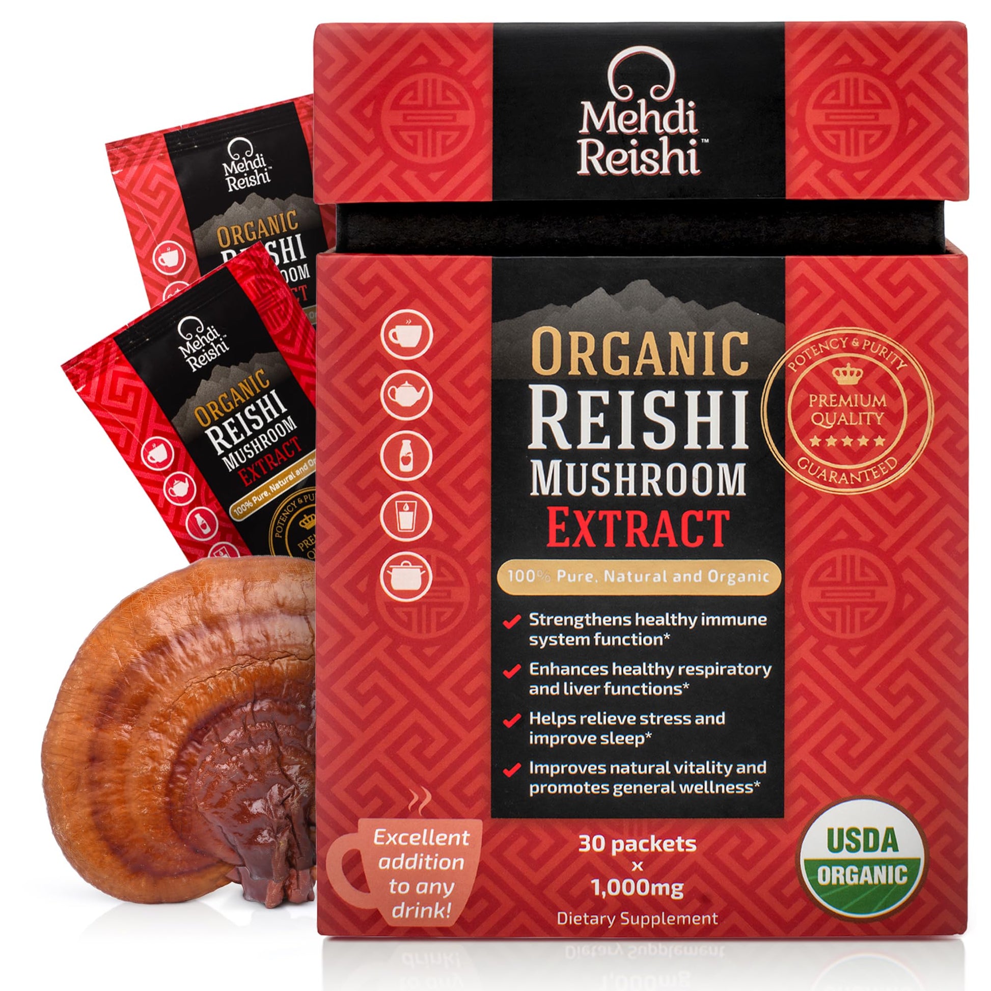 Mehdi Reishi Organic Reishi Extract Powder 30 Count